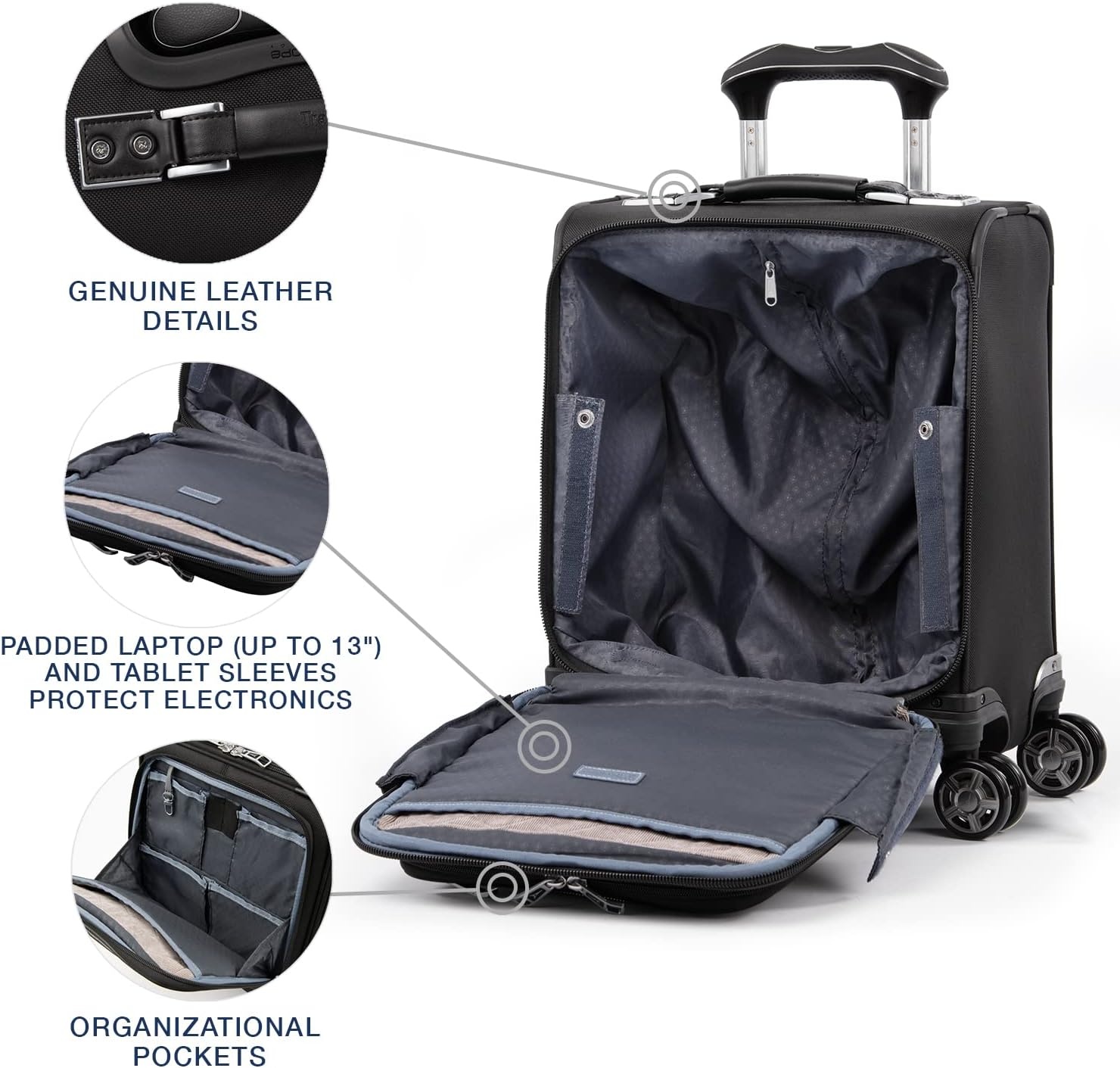 image:imageTravelpro Platinum Elite Underseat Spinner Tote Bag with USB PortShadow Black