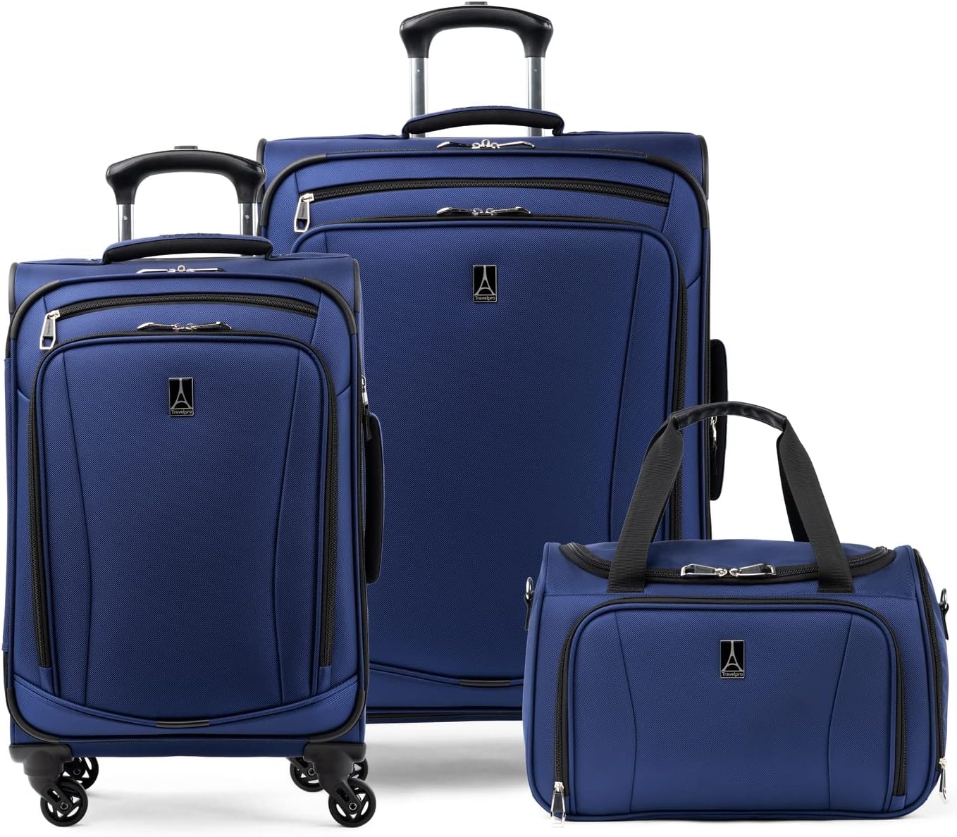 image:imageTravelpro Runway Softside 3Piece Luggage Set Black Expandable Suitcases With 4 Spinner Wheels amp Personal Item Size Underseat Soft Tote for Men amp Women TravelersBlue
