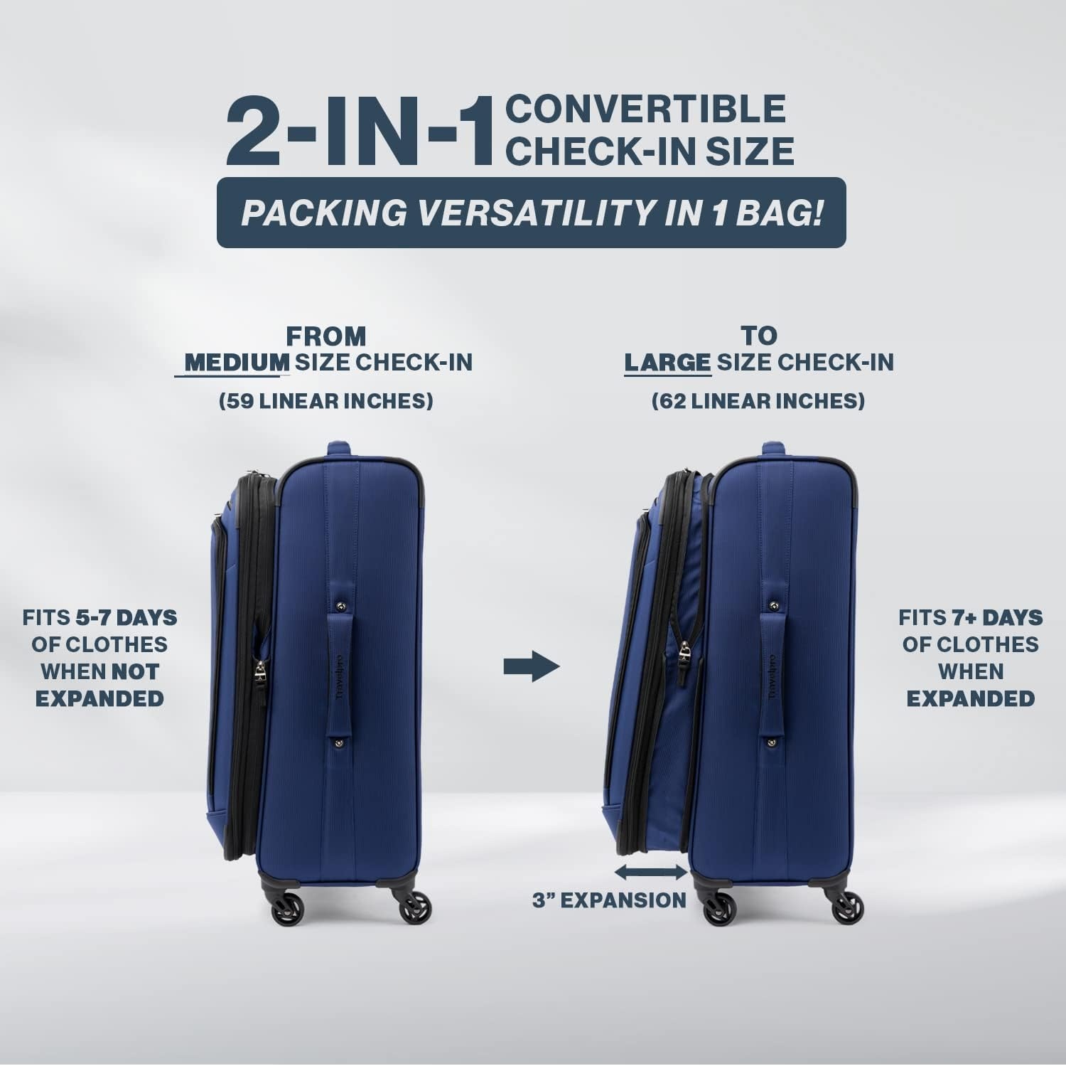 image:imageTravelpro Runway Softside 3Piece Luggage Set Black Expandable Suitcases With 4 Spinner Wheels amp Personal Item Size Underseat Soft Tote for Men amp Women TravelersBlack