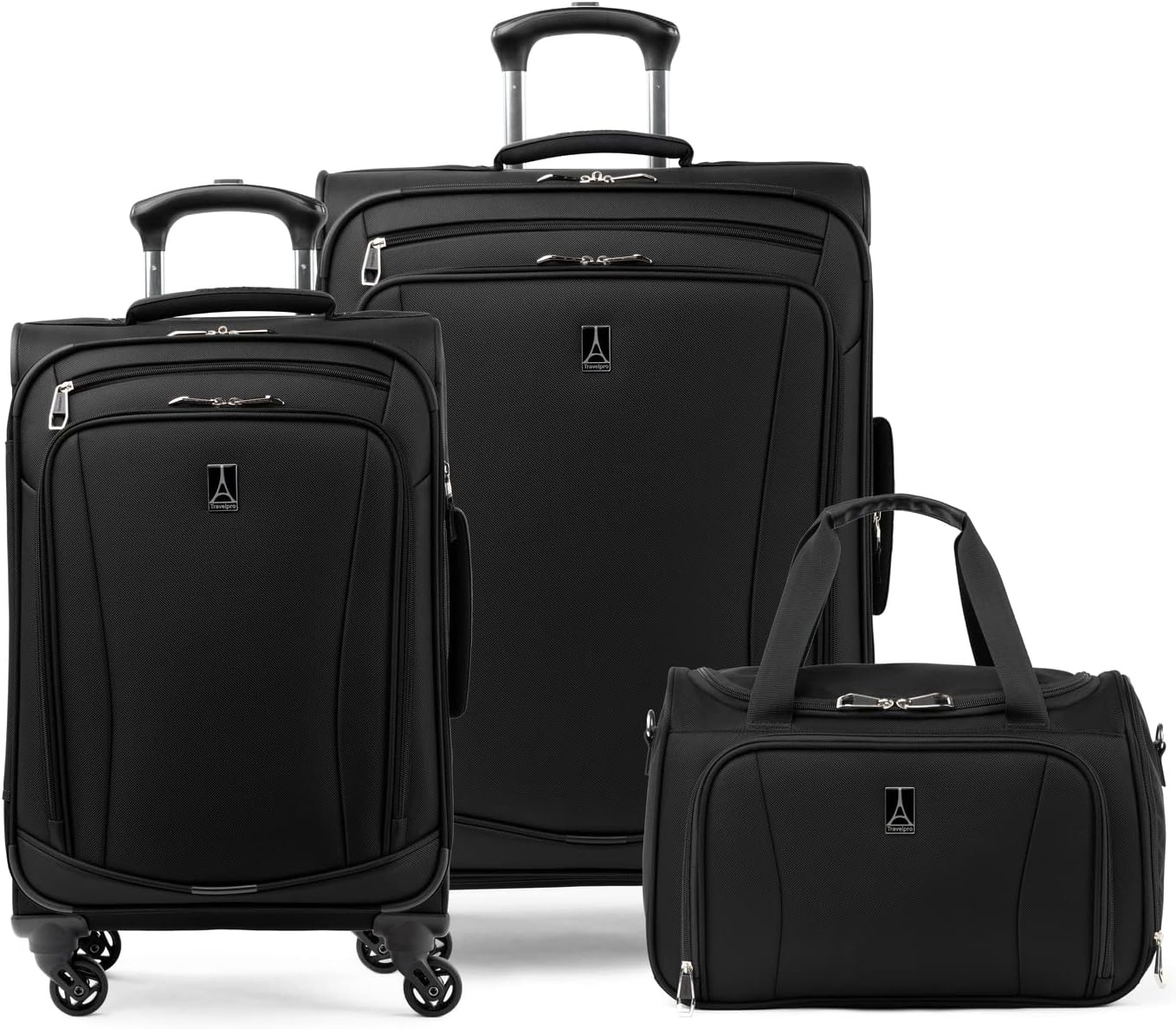 image:imageTravelpro Runway Softside 3Piece Luggage Set Black Expandable Suitcases With 4 Spinner Wheels amp Personal Item Size Underseat Soft Tote for Men amp Women TravelersBlack