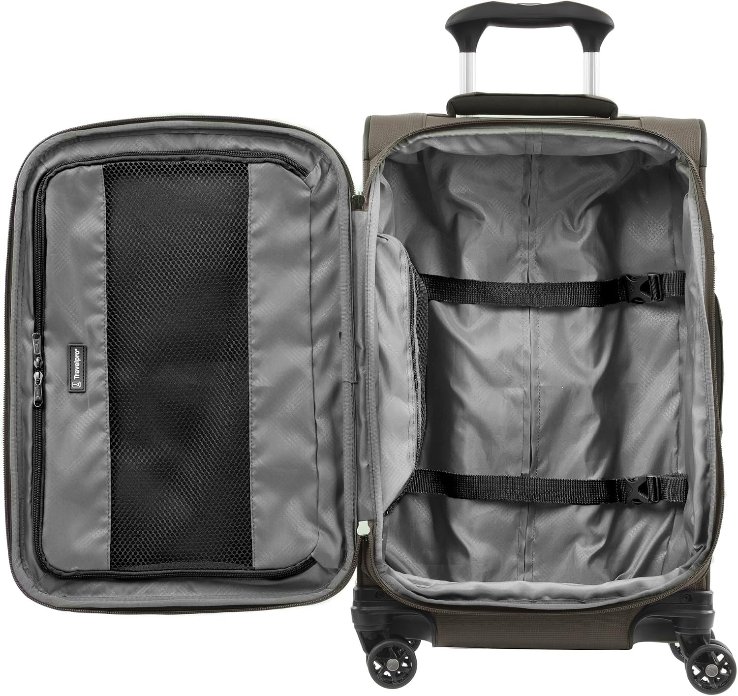 image:imageTravelpro Tourlite Softside 3Piece Set Expandable Luggage 4 Spinner Wheels Lightweight Suitcase 21 CarryOn 25 Checked Medium 29 Check Large BlackEspresso
