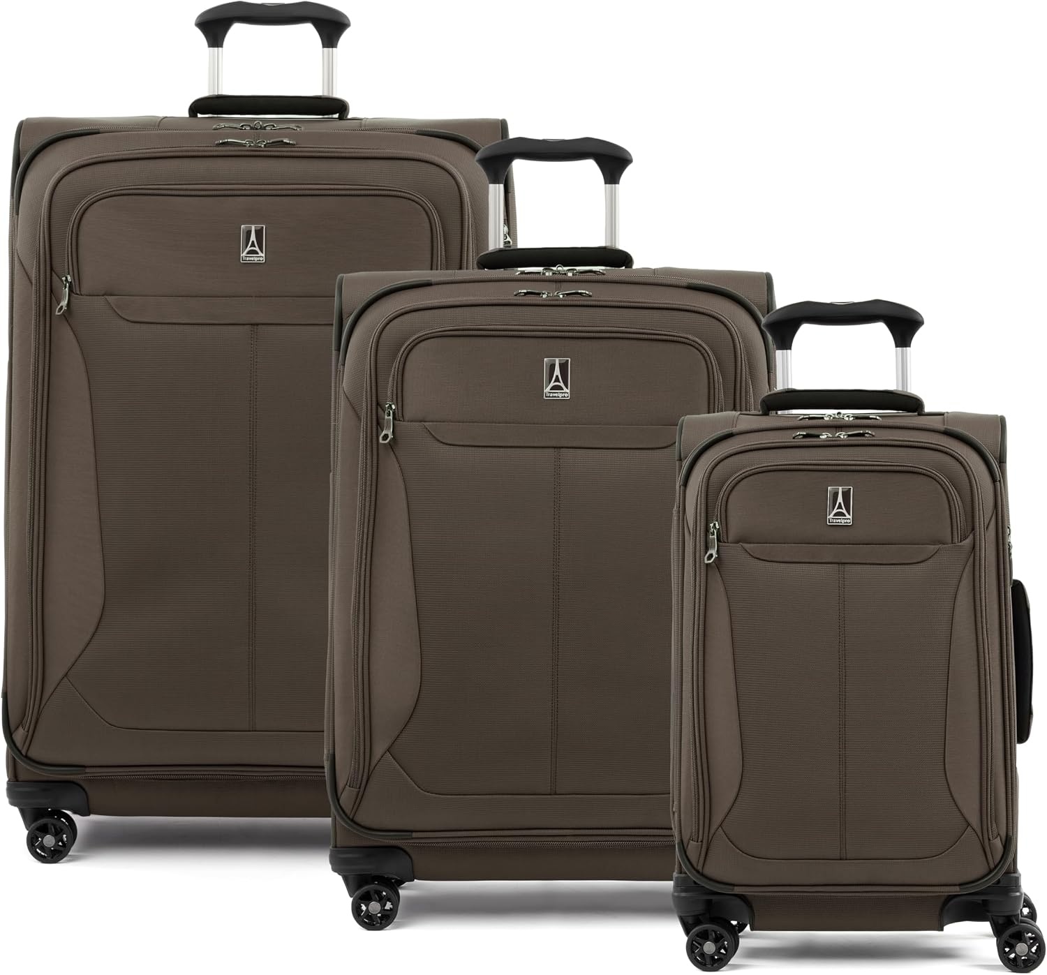 image:imageTravelpro Tourlite Softside 3Piece Set Expandable Luggage 4 Spinner Wheels Lightweight Suitcase 21 CarryOn 25 Checked Medium 29 Check Large BlackEspresso