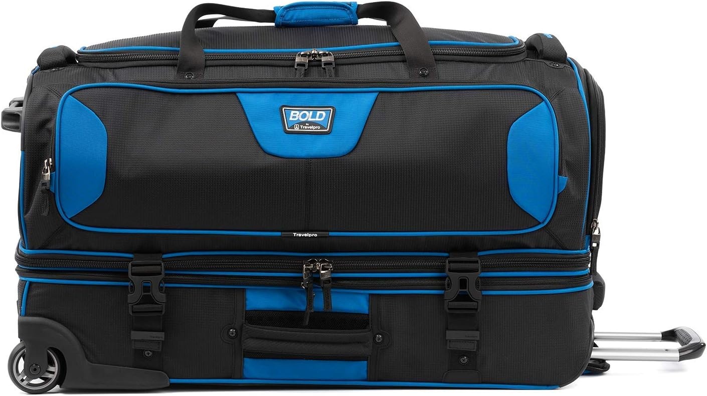 image:imageTravelpro Tpro Bold 20 30 Inch Drop Bottom Rolling DuffelBlueBlack
