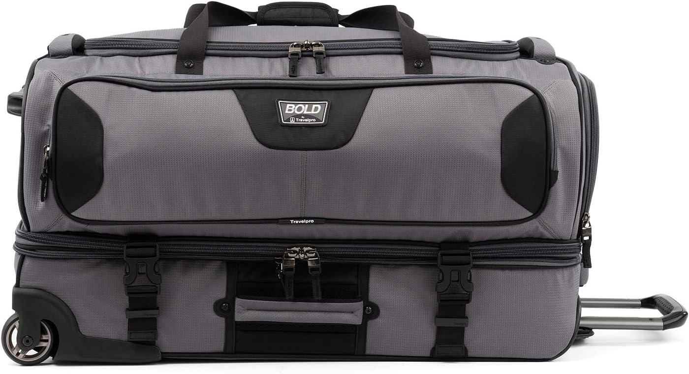 image:imageTravelpro Tpro Bold 20 30 Inch Drop Bottom Rolling DuffelGreyBlack