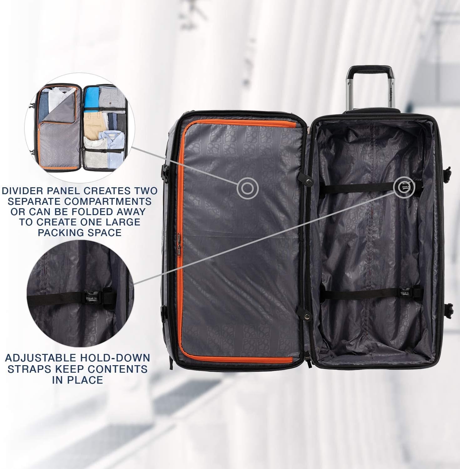 image:imageTravelpro Tpro Bold 20 30 Inch Drop Bottom Rolling DuffelGreyBlack