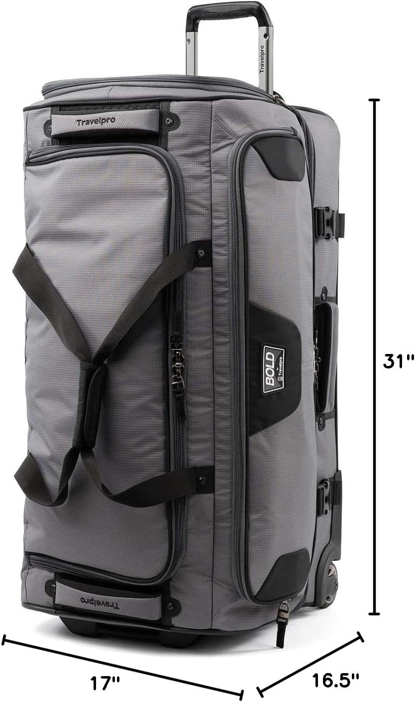 image:imageTravelpro Tpro Bold 20 30 Inch Drop Bottom Rolling DuffelGreyBlack