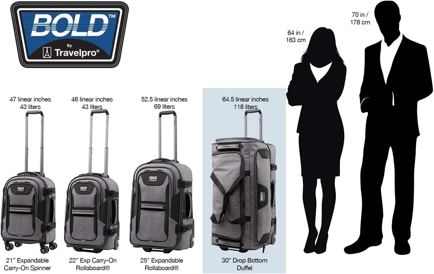 image:imageTravelpro Tpro Bold 20 30 Inch Drop Bottom Rolling DuffelOliveBlack