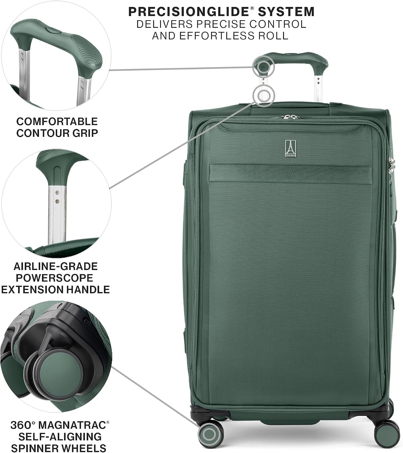 image:imageTravelpro VersaPack Softside Checked Luggage Suitcase Black 25Inch Lightweight amp Expandable With 8 Spinner Wheels amp BuiltIn TSA Lock for Men amp Women TravelersDesert Sage Green