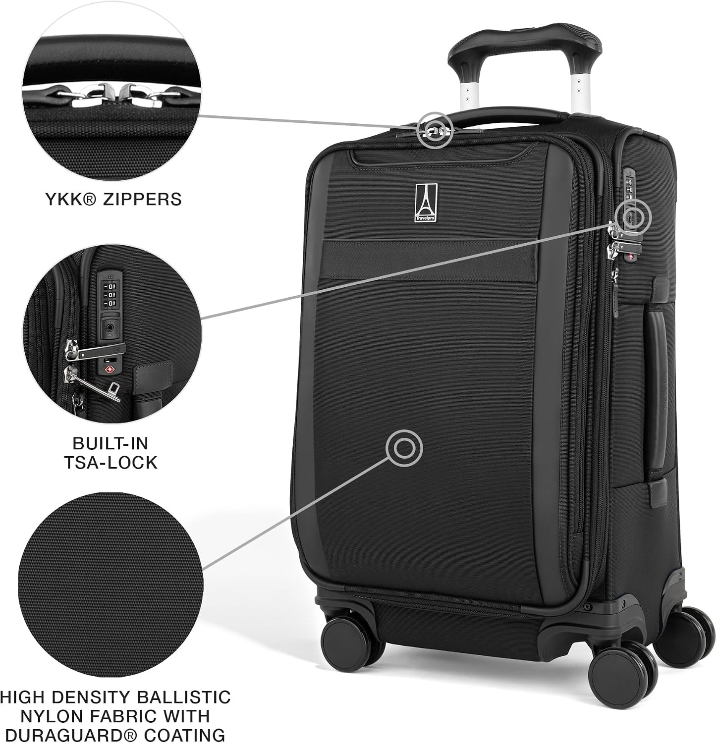 image:imageTravelpro VersaPack Softside Checked Luggage Suitcase Black 25Inch Lightweight amp Expandable With 8 Spinner Wheels amp BuiltIn TSA Lock for Men amp Women TravelersBlack