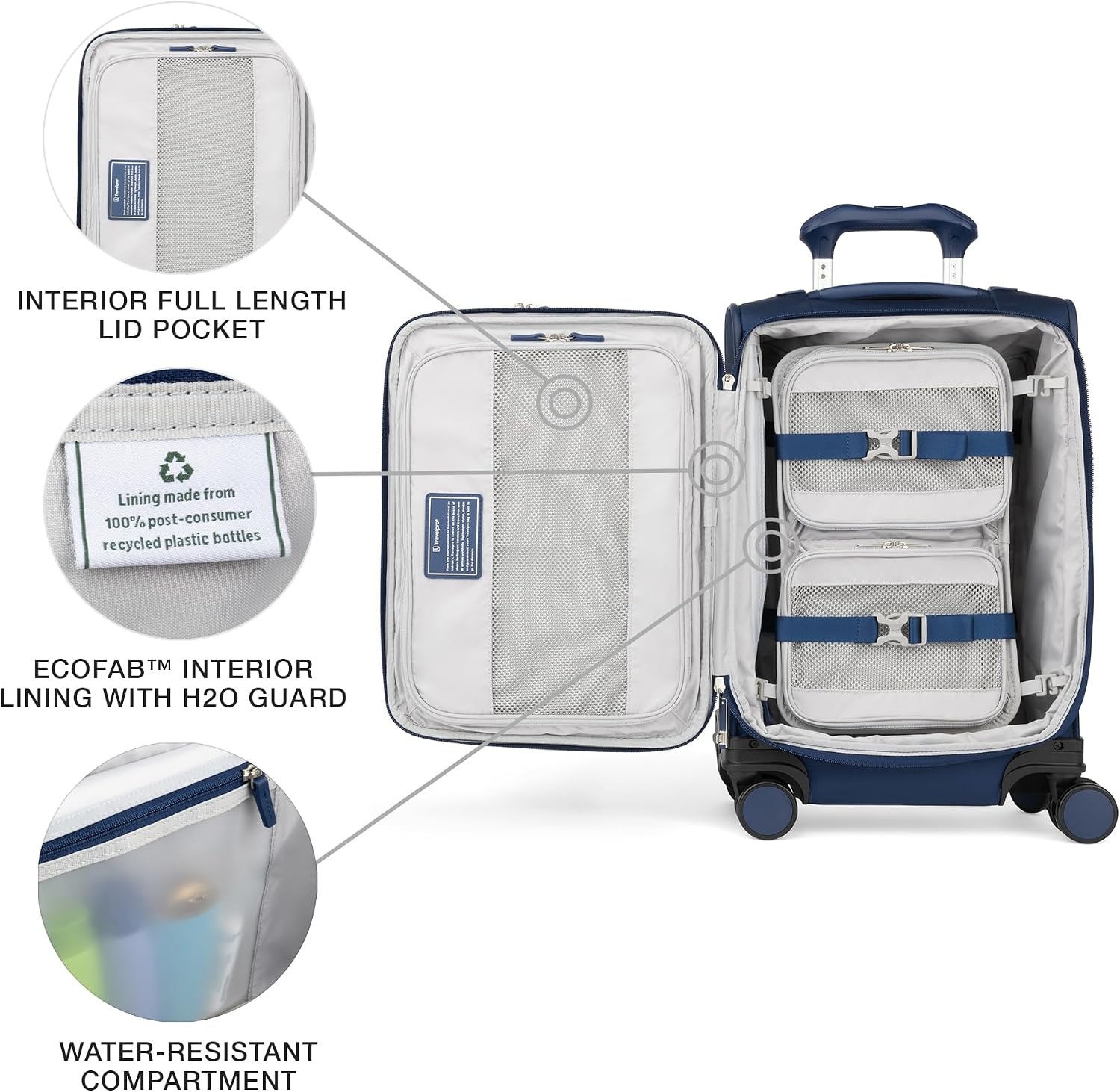 image:imageTravelpro VersaPack Softside Checked Luggage Suitcase Black 25Inch Lightweight amp Expandable With 8 Spinner Wheels amp BuiltIn TSA Lock for Men amp Women TravelersEstate Blue