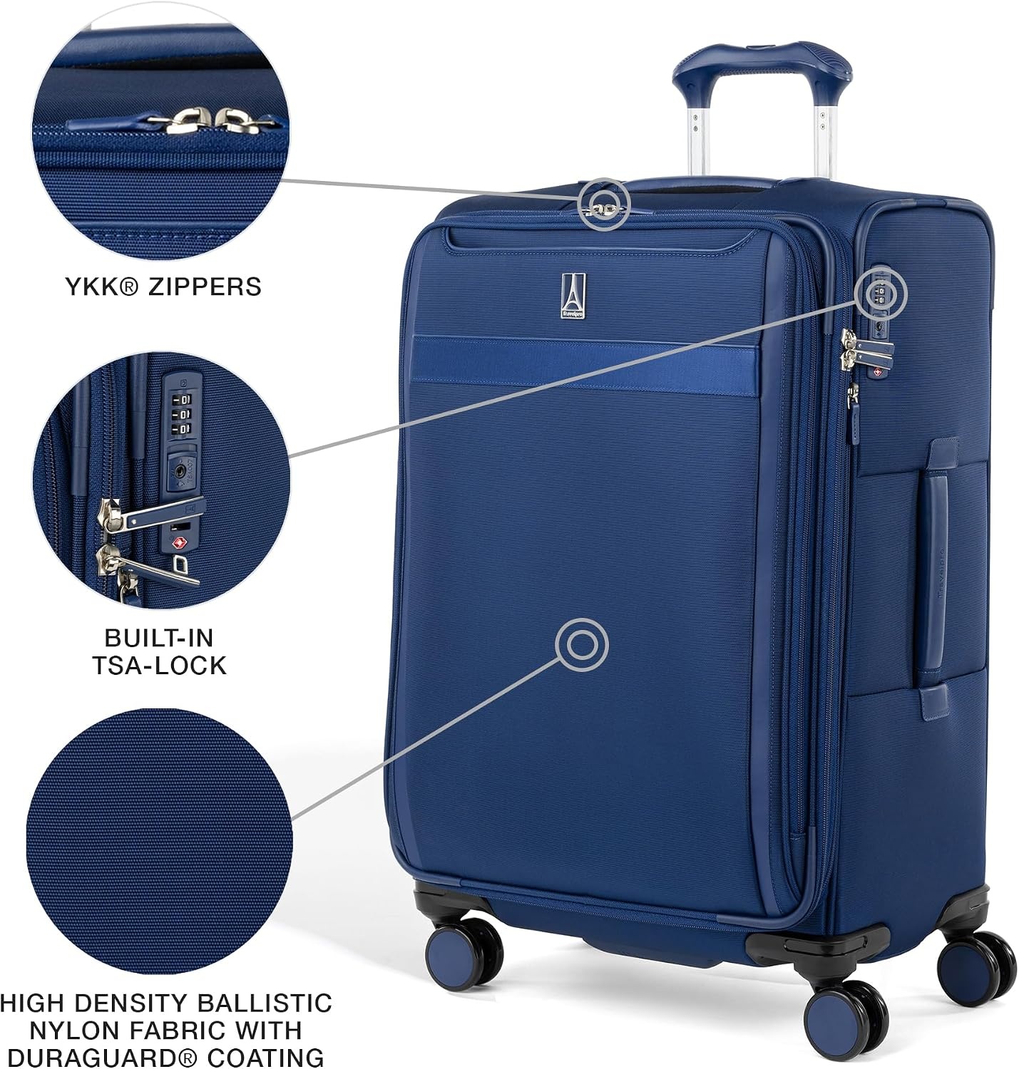 image:imageTravelpro VersaPack Softside Checked Luggage Suitcase Black 25Inch Lightweight amp Expandable With 8 Spinner Wheels amp BuiltIn TSA Lock for Men amp Women TravelersEstate Blue