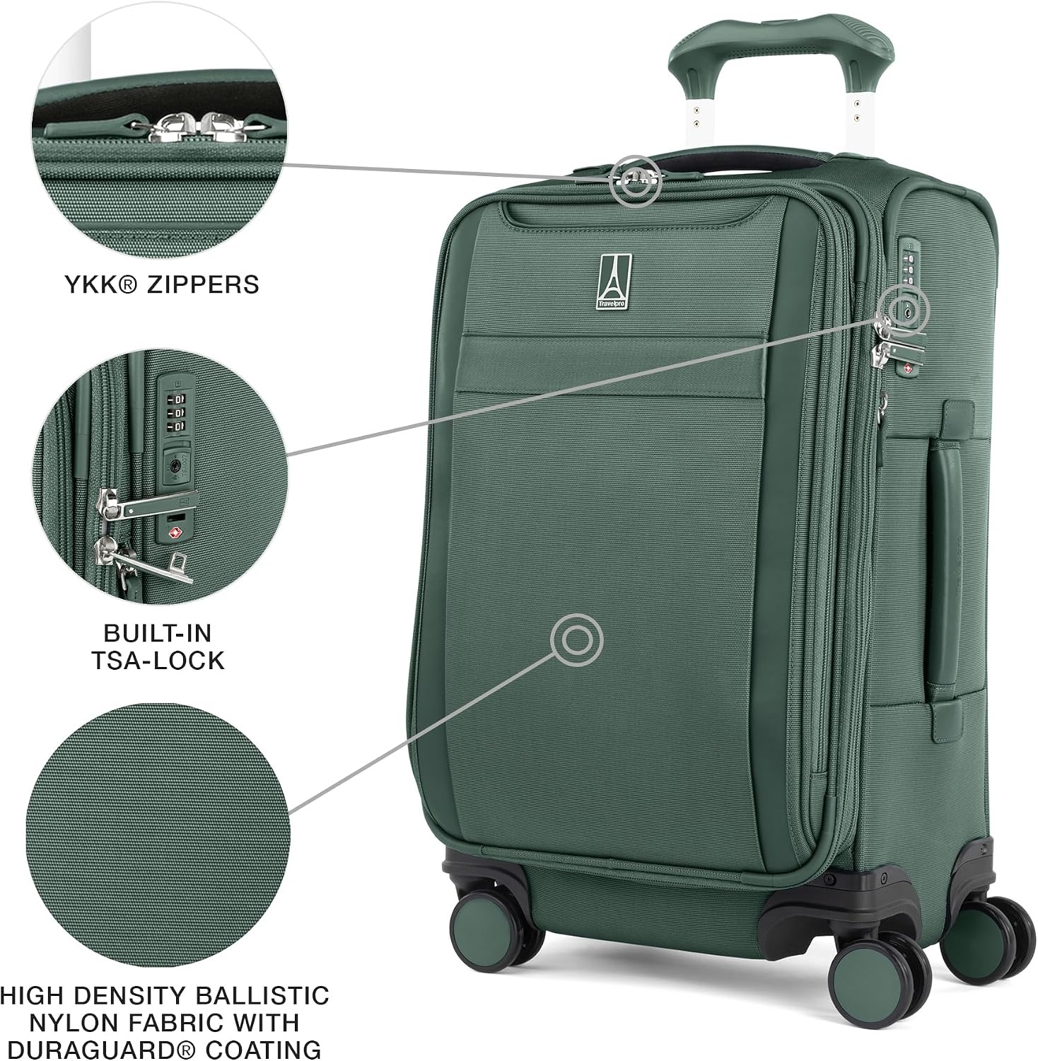 image:imageTravelpro VersaPack Softside Checked Luggage Suitcase Black 25Inch Lightweight amp Expandable With 8 Spinner Wheels amp BuiltIn TSA Lock for Men amp Women TravelersDesert Sage Green