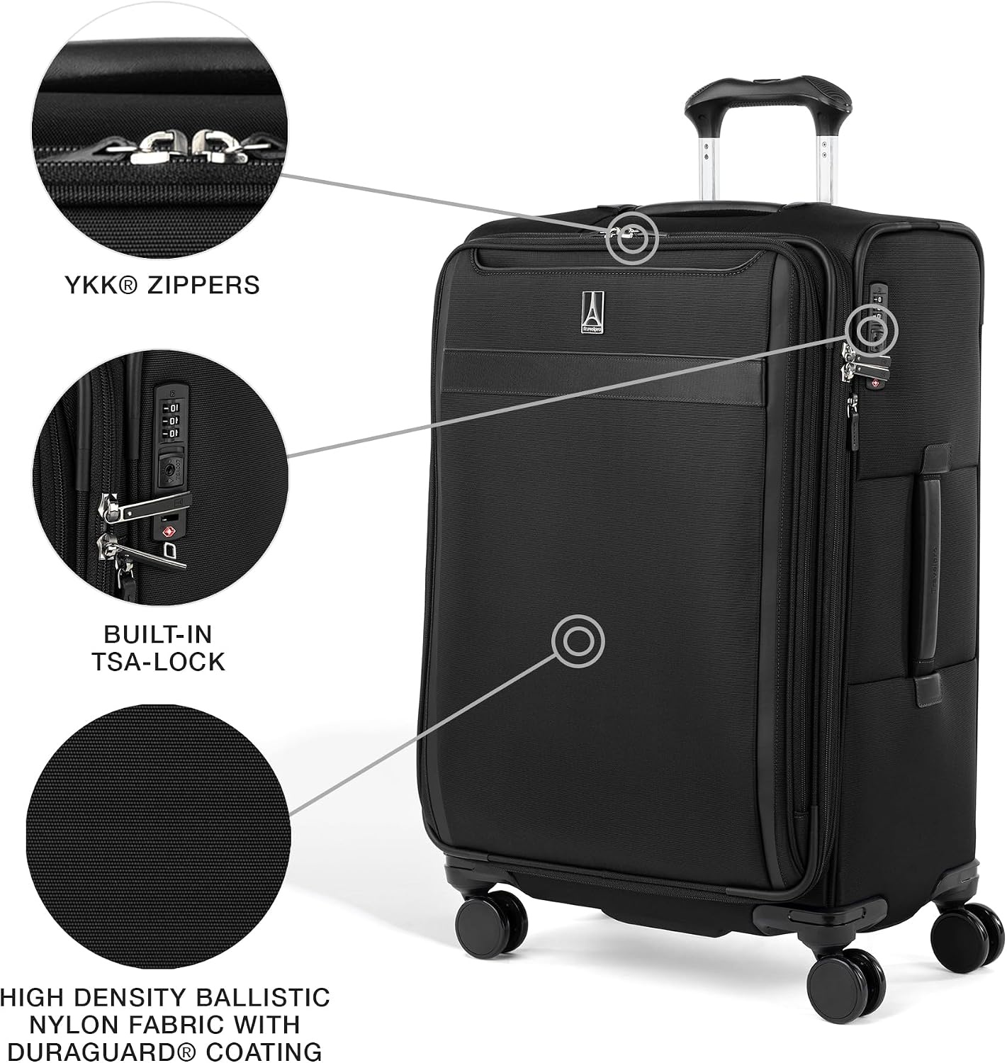 image:imageTravelpro VersaPack Softside Checked Luggage Suitcase Black 25Inch Lightweight amp Expandable With 8 Spinner Wheels amp BuiltIn TSA Lock for Men amp Women TravelersBlack