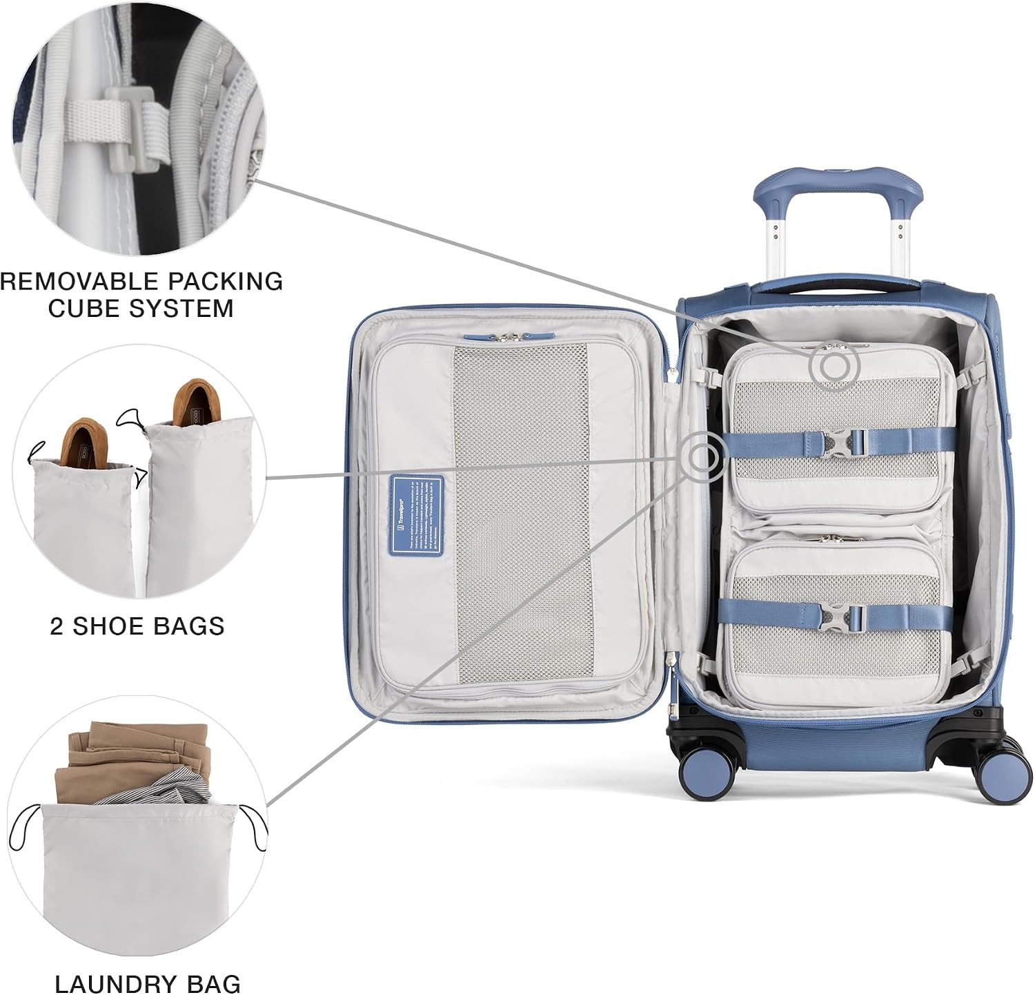 image:imageTravelpro VersaPack Softside Checked Luggage Suitcase Black 25Inch Lightweight amp Expandable With 8 Spinner Wheels amp BuiltIn TSA Lock for Men amp Women TravelersElemental Blue