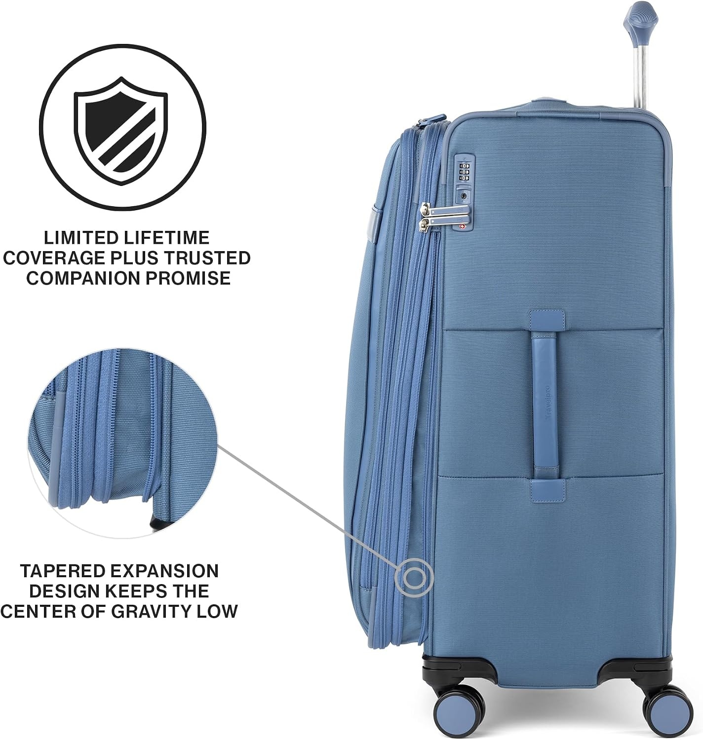image:imageTravelpro VersaPack Softside Checked Luggage Suitcase Black 25Inch Lightweight amp Expandable With 8 Spinner Wheels amp BuiltIn TSA Lock for Men amp Women TravelersElemental Blue