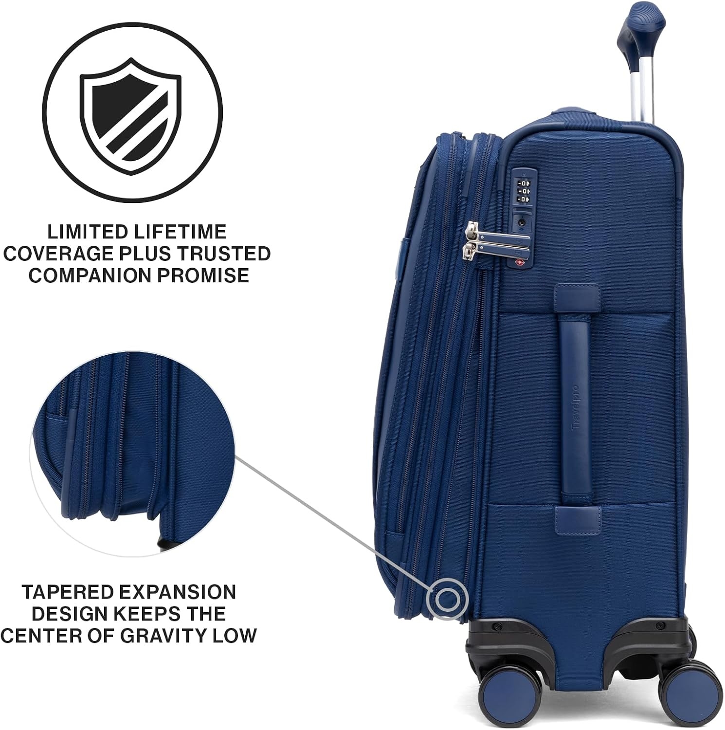 image:imageTravelpro VersaPack Softside Checked Luggage Suitcase Black 25Inch Lightweight amp Expandable With 8 Spinner Wheels amp BuiltIn TSA Lock for Men amp Women TravelersEstate Blue