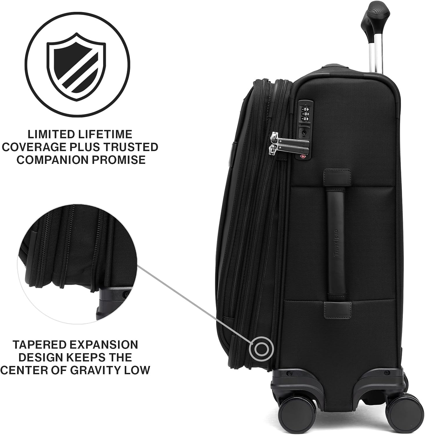 image:imageTravelpro VersaPack Softside Checked Luggage Suitcase Black 25Inch Lightweight amp Expandable With 8 Spinner Wheels amp BuiltIn TSA Lock for Men amp Women TravelersBlack