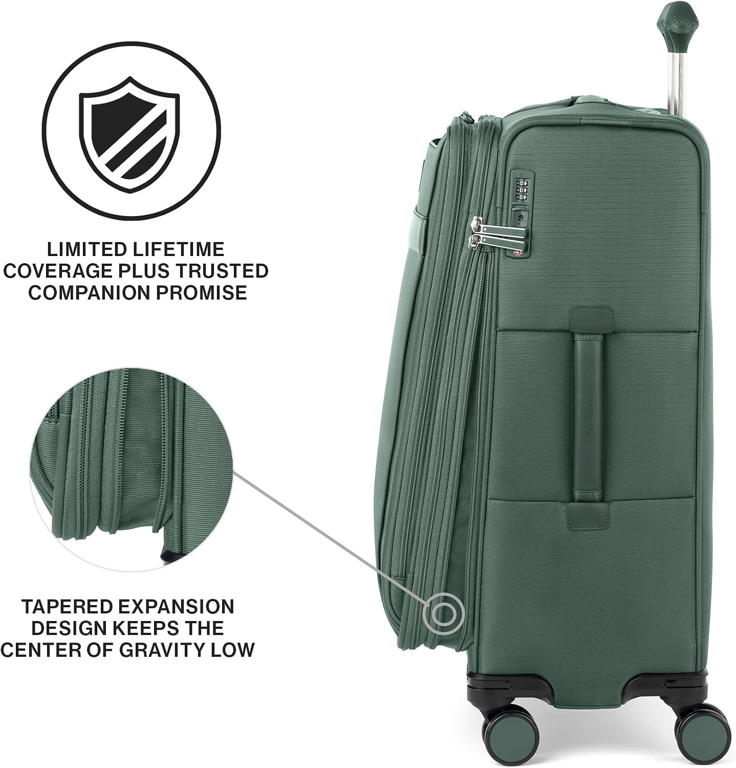 image:imageTravelpro VersaPack Softside Checked Luggage Suitcase Black 25Inch Lightweight amp Expandable With 8 Spinner Wheels amp BuiltIn TSA Lock for Men amp Women TravelersDesert Sage Green