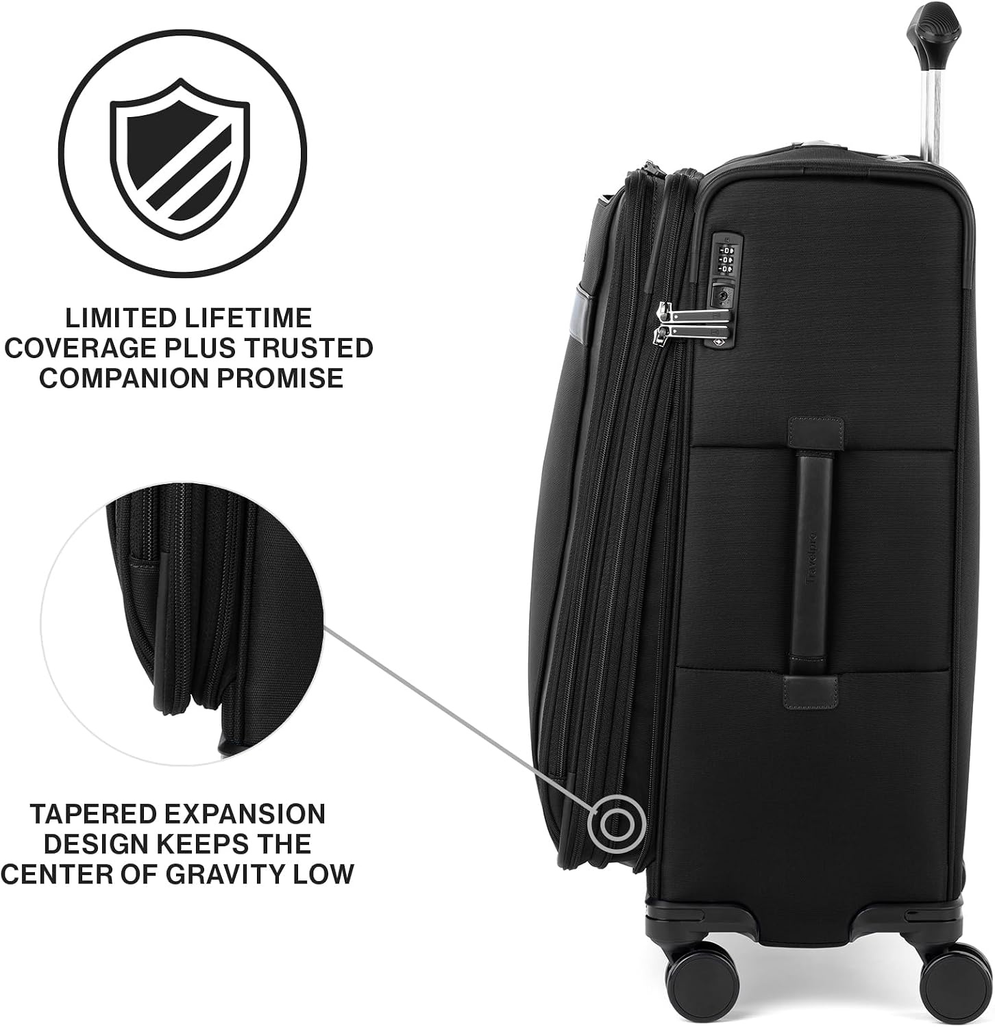 image:imageTravelpro VersaPack Softside Checked Luggage Suitcase Black 25Inch Lightweight amp Expandable With 8 Spinner Wheels amp BuiltIn TSA Lock for Men amp Women TravelersBlack