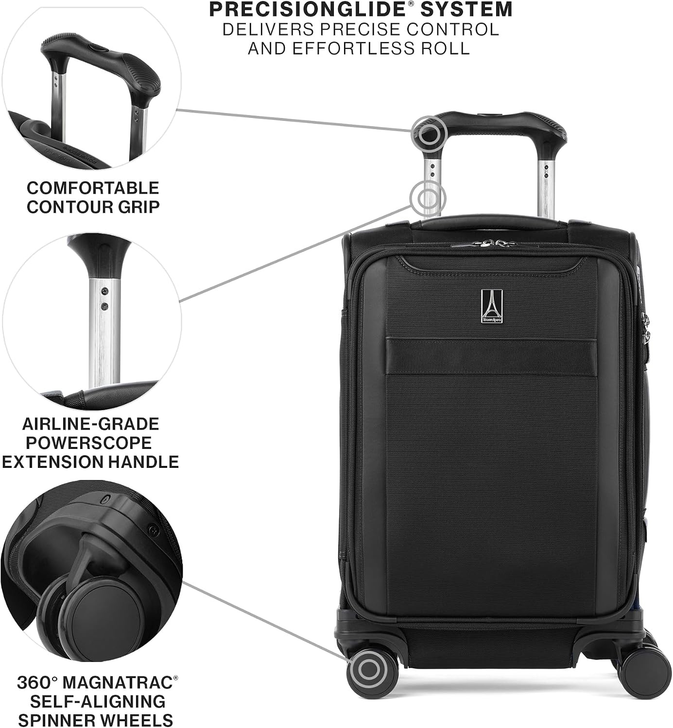 image:imageTravelpro VersaPack Softside Checked Luggage Suitcase Black 25Inch Lightweight amp Expandable With 8 Spinner Wheels amp BuiltIn TSA Lock for Men amp Women TravelersBlack