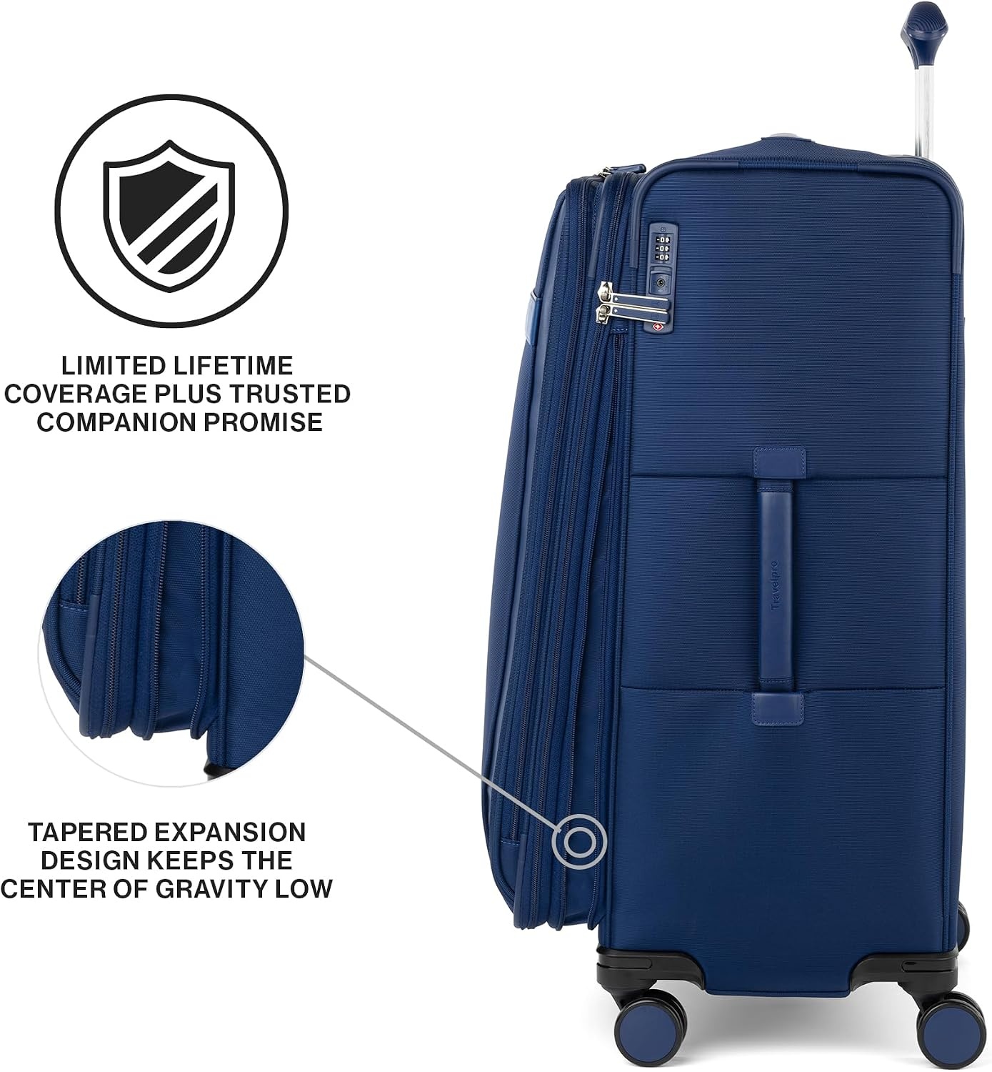 image:imageTravelpro VersaPack Softside Checked Luggage Suitcase Black 25Inch Lightweight amp Expandable With 8 Spinner Wheels amp BuiltIn TSA Lock for Men amp Women TravelersEstate Blue