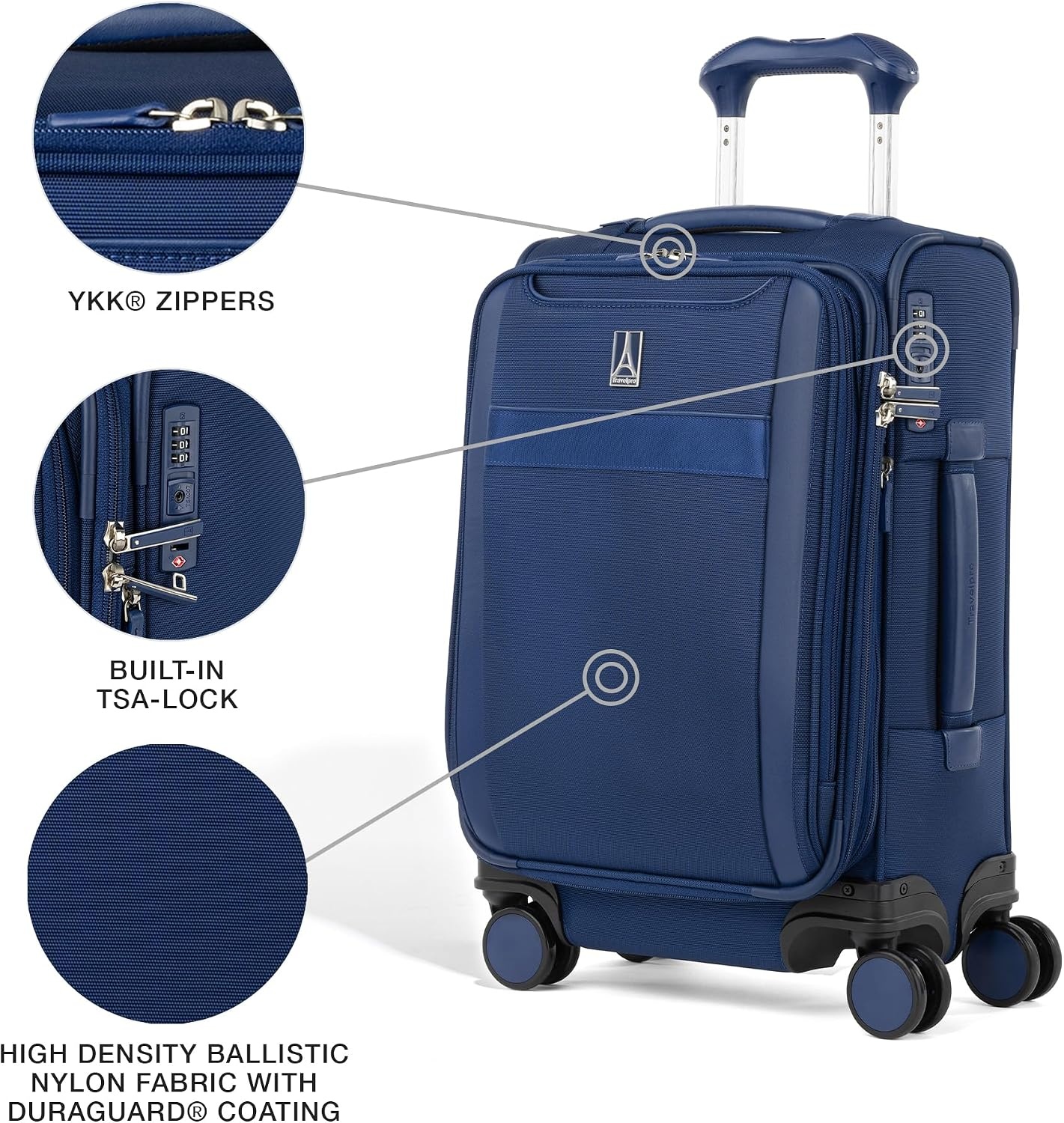 image:imageTravelpro VersaPack Softside Checked Luggage Suitcase Black 25Inch Lightweight amp Expandable With 8 Spinner Wheels amp BuiltIn TSA Lock for Men amp Women TravelersEstate Blue