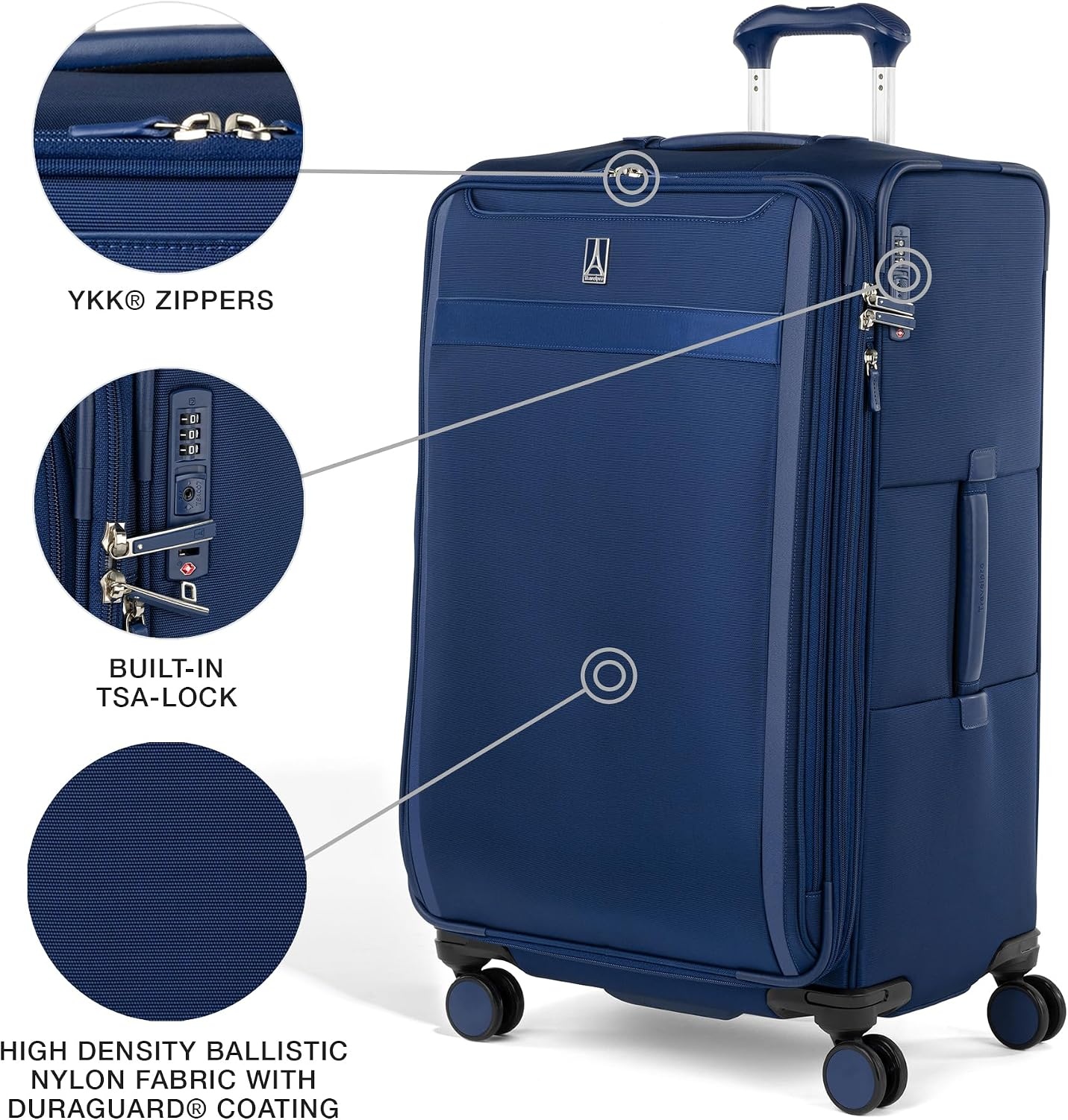 image:imageTravelpro VersaPack Softside Checked Luggage Suitcase Black 25Inch Lightweight amp Expandable With 8 Spinner Wheels amp BuiltIn TSA Lock for Men amp Women TravelersEstate Blue