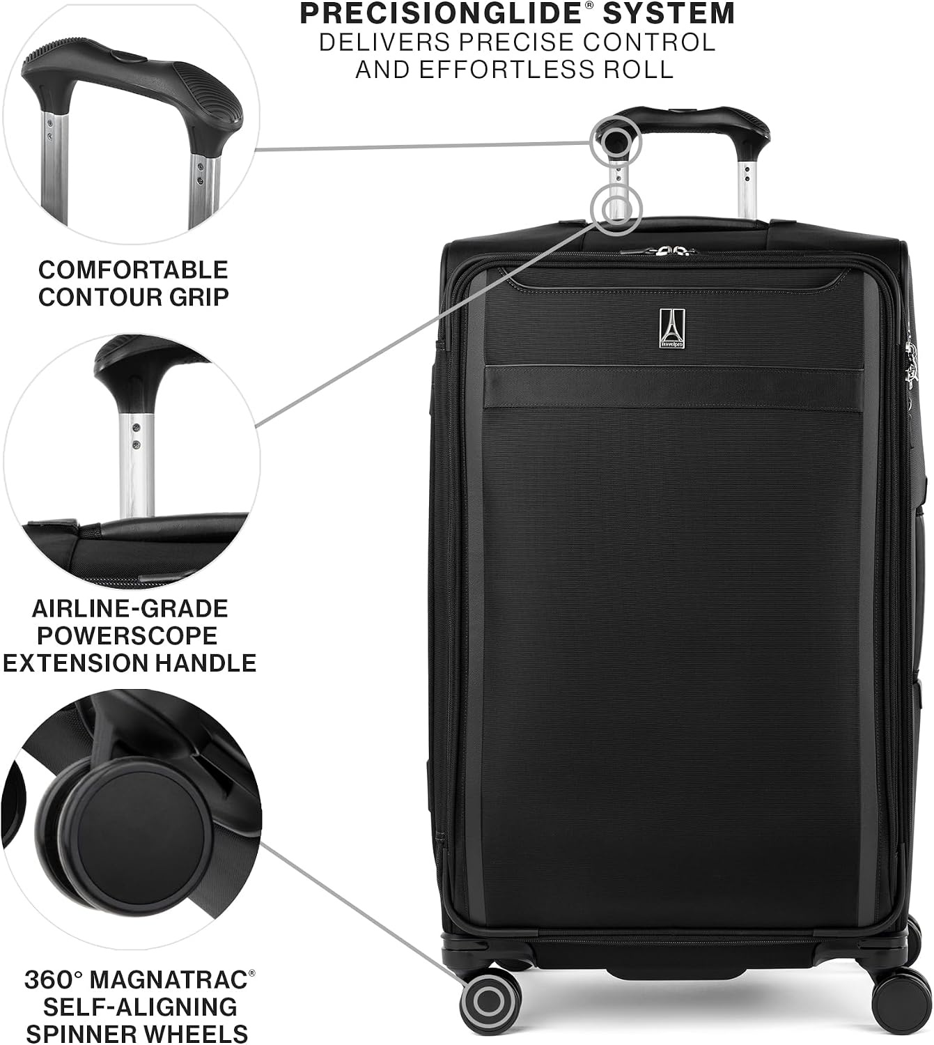 image:imageTravelpro VersaPack Softside Checked Luggage Suitcase Black 25Inch Lightweight amp Expandable With 8 Spinner Wheels amp BuiltIn TSA Lock for Men amp Women TravelersBlack