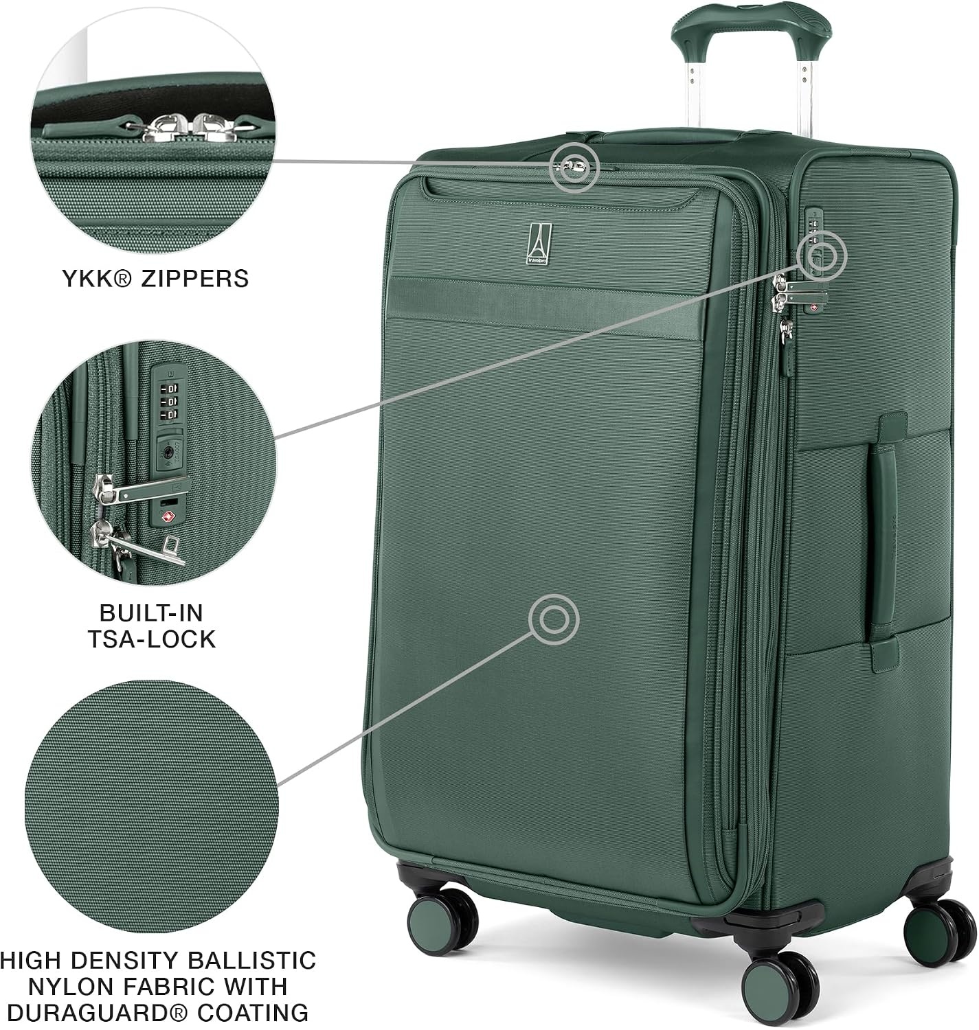 image:imageTravelpro VersaPack Softside Checked Luggage Suitcase Black 25Inch Lightweight amp Expandable With 8 Spinner Wheels amp BuiltIn TSA Lock for Men amp Women TravelersDesert Sage Green
