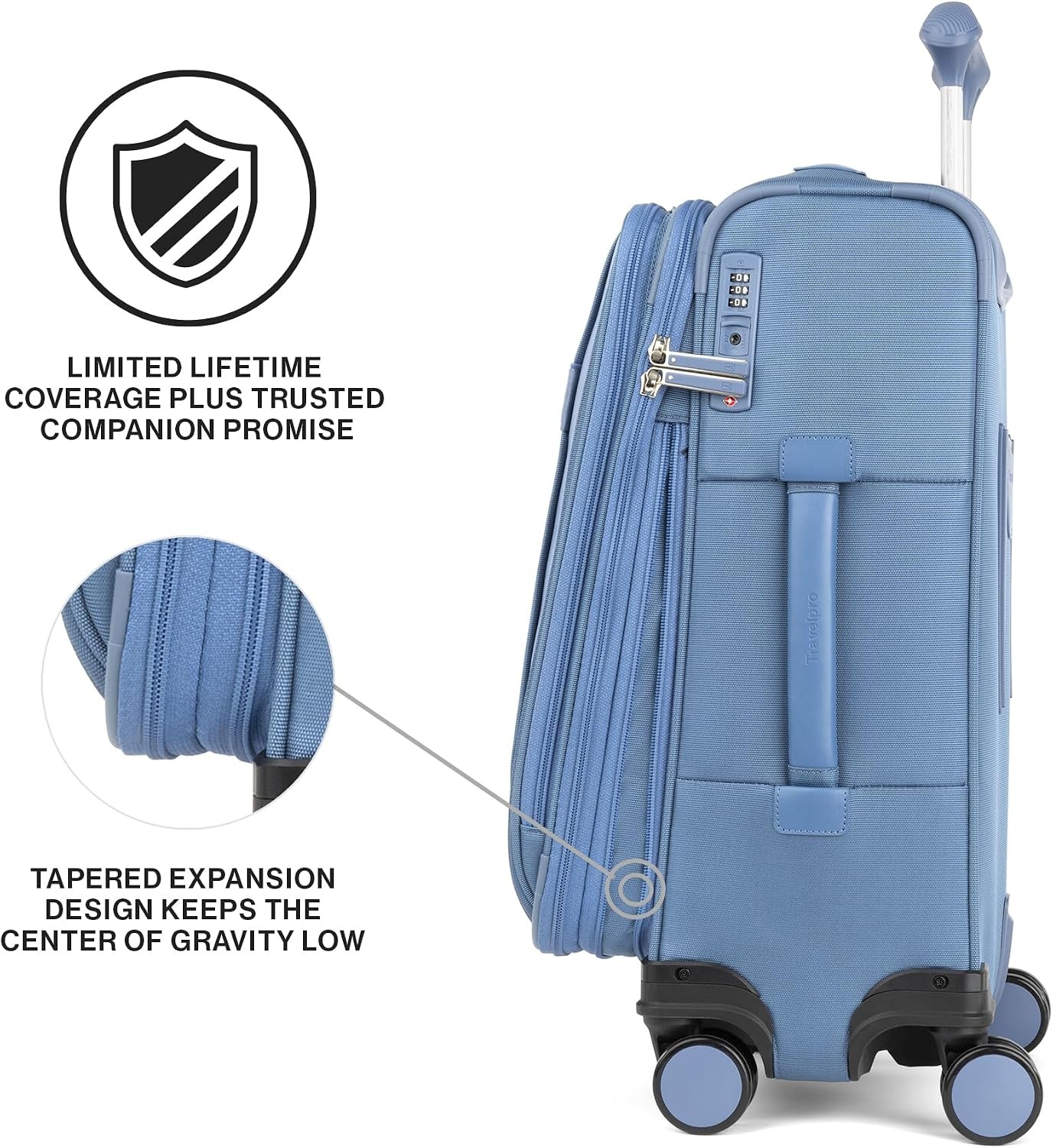 image:imageTravelpro VersaPack Softside Checked Luggage Suitcase Black 25Inch Lightweight amp Expandable With 8 Spinner Wheels amp BuiltIn TSA Lock for Men amp Women TravelersElemental Blue