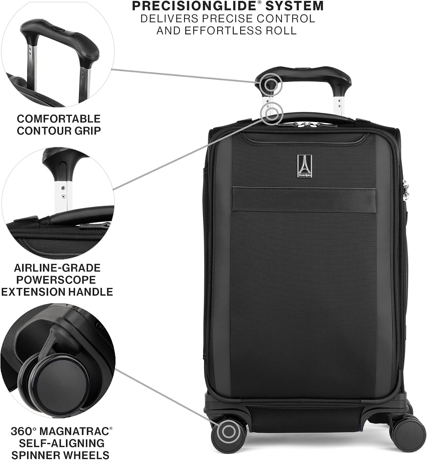 image:imageTravelpro VersaPack Softside Checked Luggage Suitcase Black 25Inch Lightweight amp Expandable With 8 Spinner Wheels amp BuiltIn TSA Lock for Men amp Women TravelersBlack
