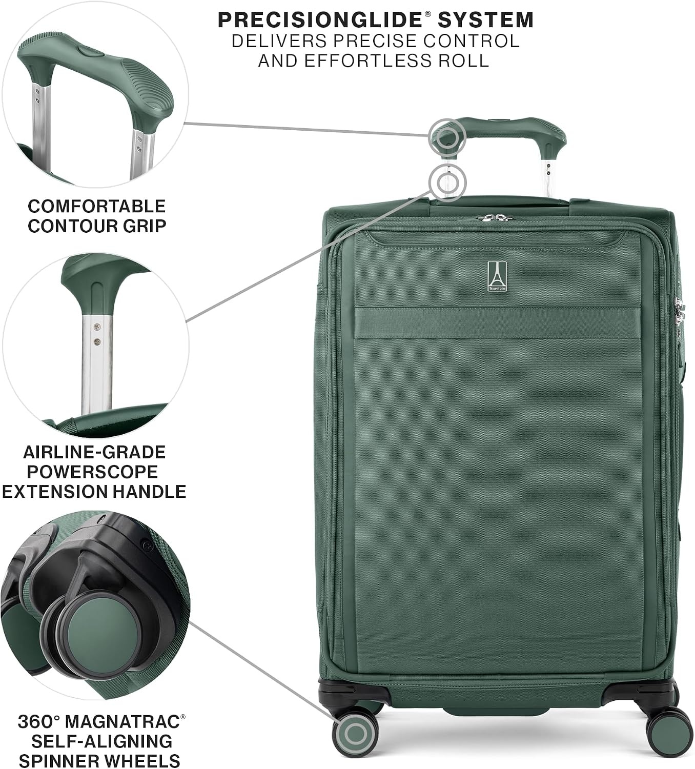 image:imageTravelpro VersaPack Softside Checked Luggage Suitcase Black 25Inch Lightweight amp Expandable With 8 Spinner Wheels amp BuiltIn TSA Lock for Men amp Women TravelersDesert Sage Green