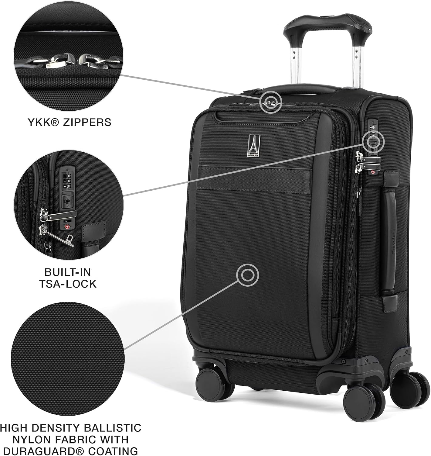 image:imageTravelpro VersaPack Softside Checked Luggage Suitcase Black 25Inch Lightweight amp Expandable With 8 Spinner Wheels amp BuiltIn TSA Lock for Men amp Women TravelersBlack