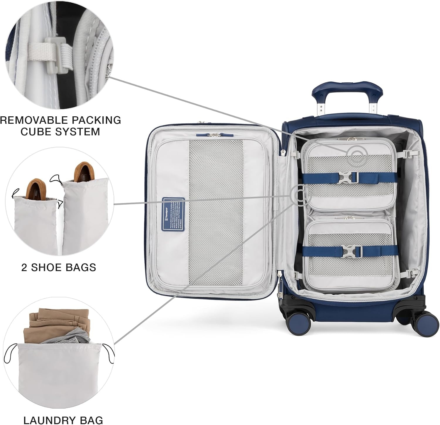 image:imageTravelpro VersaPack Softside Checked Luggage Suitcase Black 25Inch Lightweight amp Expandable With 8 Spinner Wheels amp BuiltIn TSA Lock for Men amp Women TravelersEstate Blue