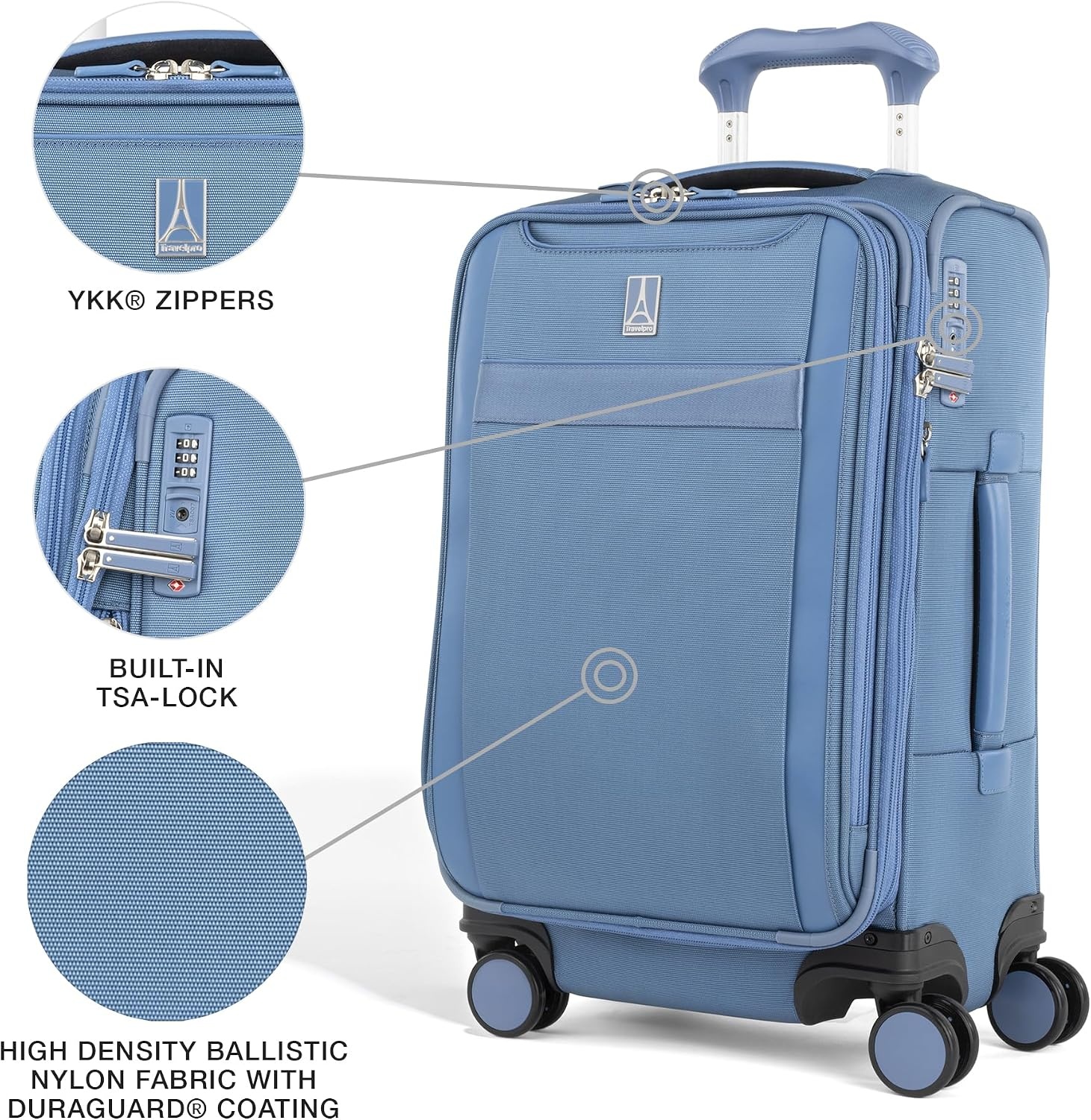 image:imageTravelpro VersaPack Softside Checked Luggage Suitcase Black 25Inch Lightweight amp Expandable With 8 Spinner Wheels amp BuiltIn TSA Lock for Men amp Women TravelersElemental Blue