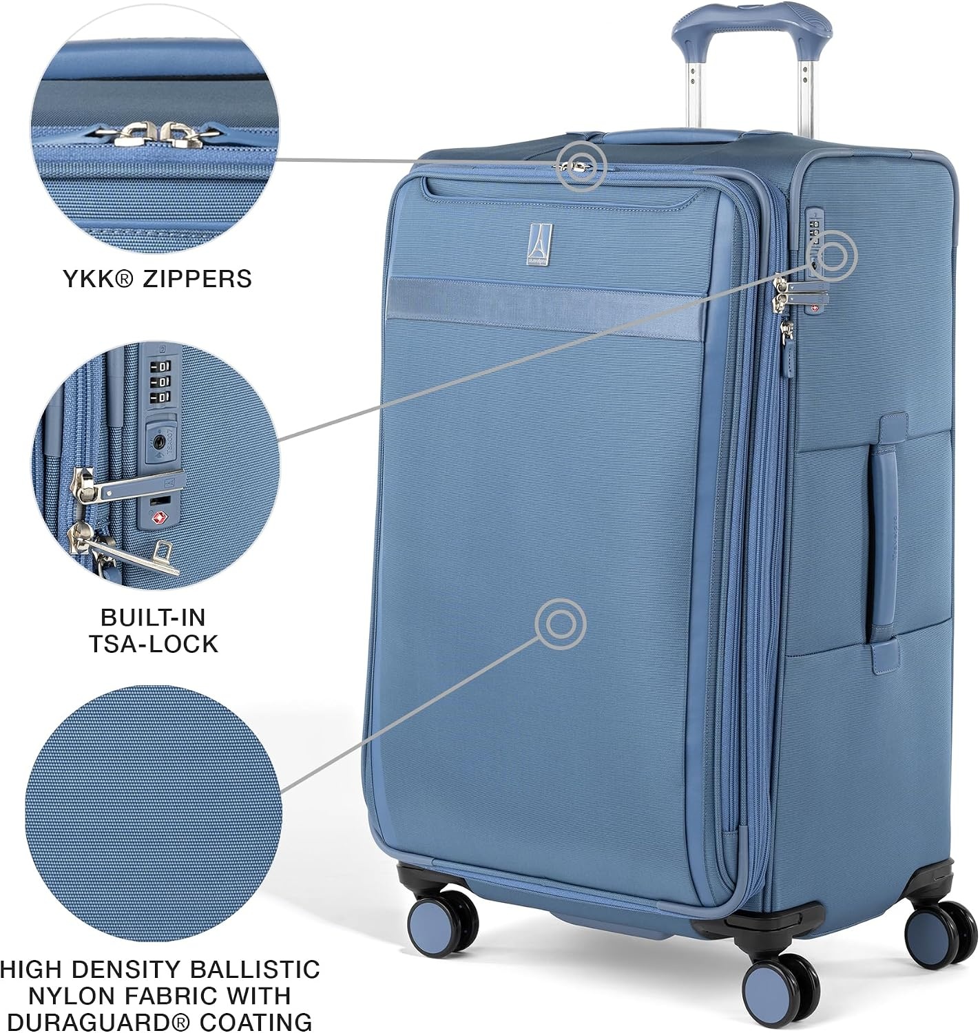 image:imageTravelpro VersaPack Softside Checked Luggage Suitcase Black 25Inch Lightweight amp Expandable With 8 Spinner Wheels amp BuiltIn TSA Lock for Men amp Women TravelersElemental Blue