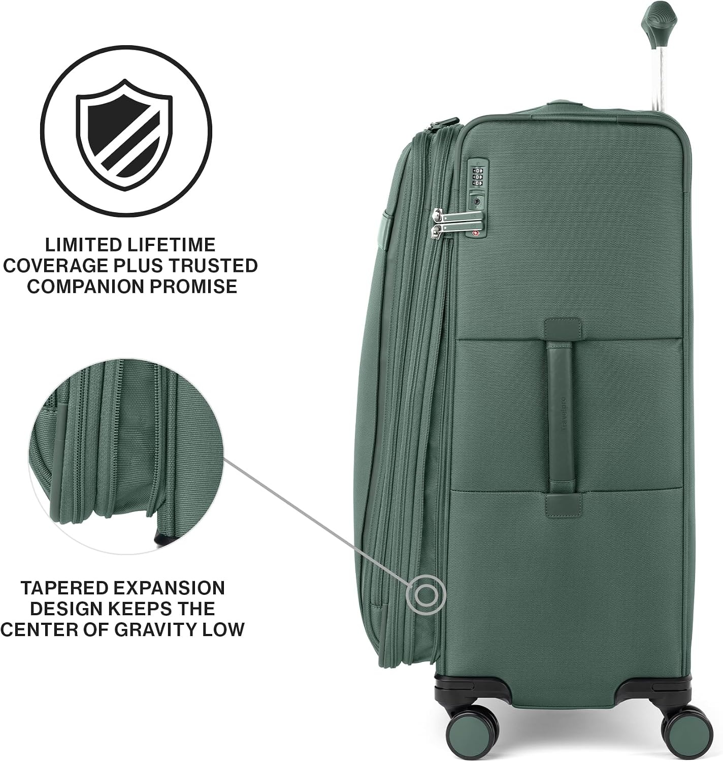 image:imageTravelpro VersaPack Softside Checked Luggage Suitcase Black 25Inch Lightweight amp Expandable With 8 Spinner Wheels amp BuiltIn TSA Lock for Men amp Women TravelersDesert Sage Green