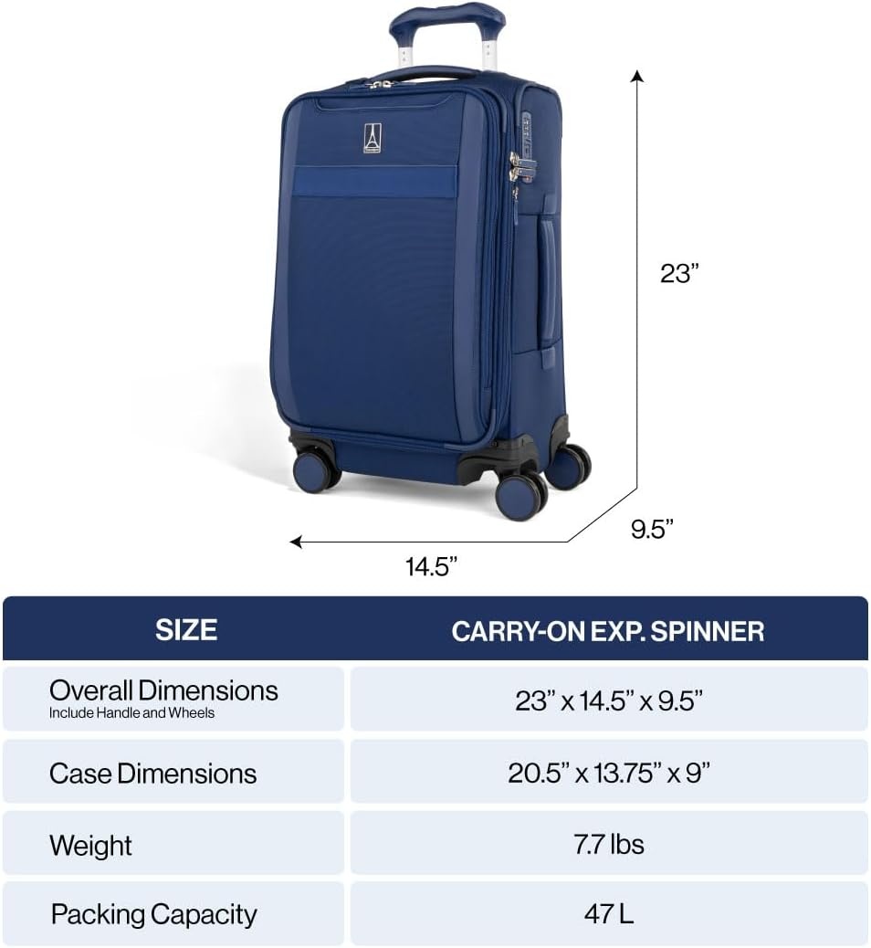 image:imageTravelpro VersaPack Softside Checked Luggage Suitcase Black 25Inch Lightweight amp Expandable With 8 Spinner Wheels amp BuiltIn TSA Lock for Men amp Women TravelersEstate Blue