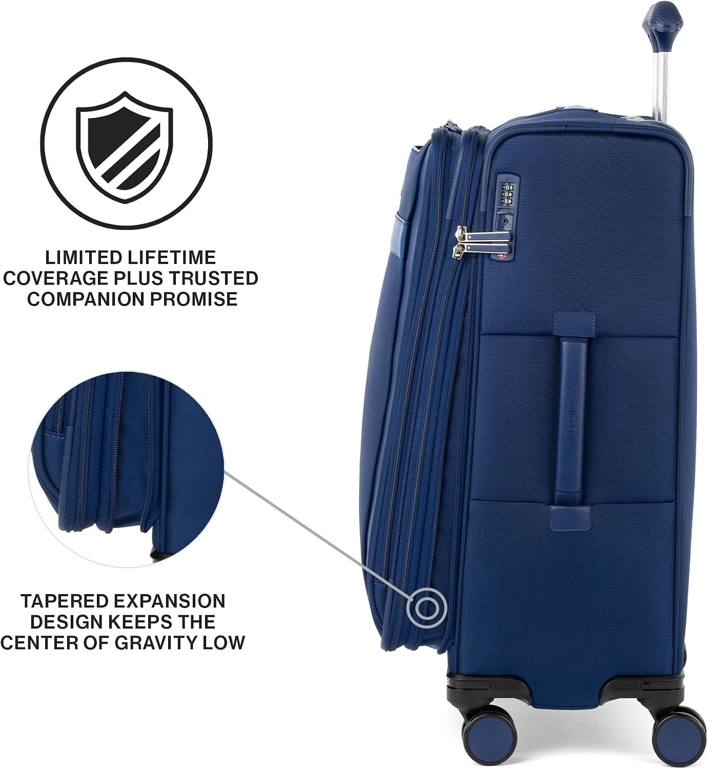 image:imageTravelpro VersaPack Softside Checked Luggage Suitcase Black 25Inch Lightweight amp Expandable With 8 Spinner Wheels amp BuiltIn TSA Lock for Men amp Women TravelersEstate Blue