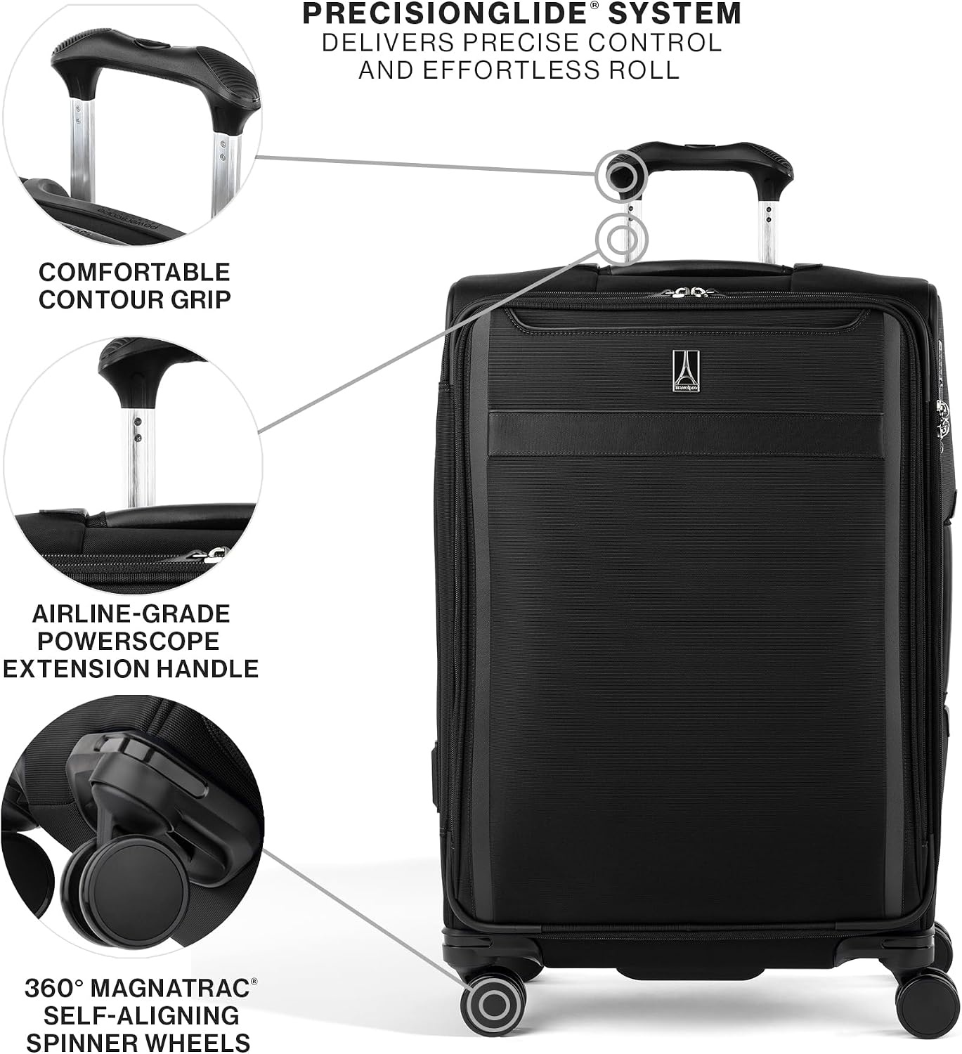 image:imageTravelpro VersaPack Softside Checked Luggage Suitcase Black 25Inch Lightweight amp Expandable With 8 Spinner Wheels amp BuiltIn TSA Lock for Men amp Women TravelersBlack