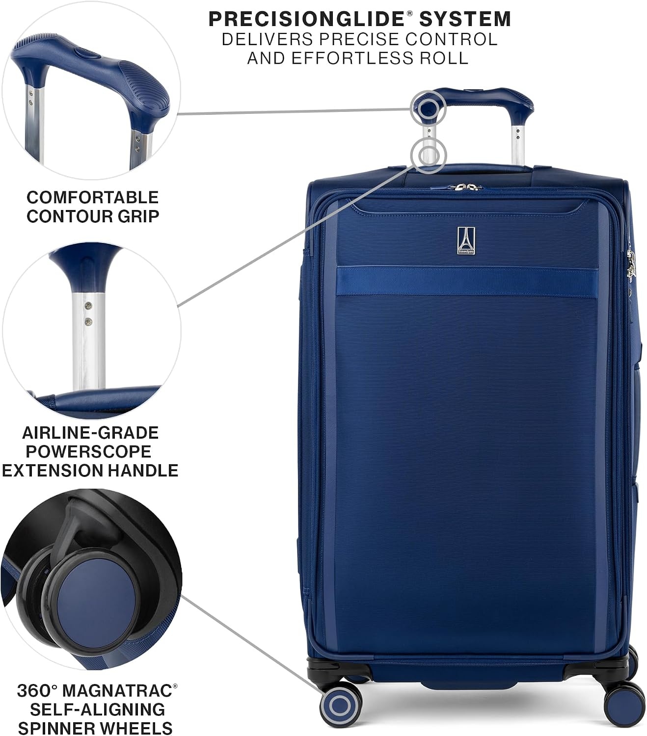 image:imageTravelpro VersaPack Softside Checked Luggage Suitcase Black 25Inch Lightweight amp Expandable With 8 Spinner Wheels amp BuiltIn TSA Lock for Men amp Women TravelersEstate Blue