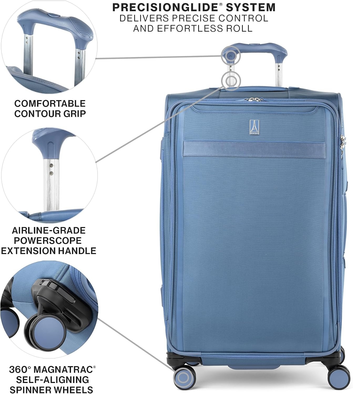 image:imageTravelpro VersaPack Softside Checked Luggage Suitcase Black 25Inch Lightweight amp Expandable With 8 Spinner Wheels amp BuiltIn TSA Lock for Men amp Women TravelersElemental Blue