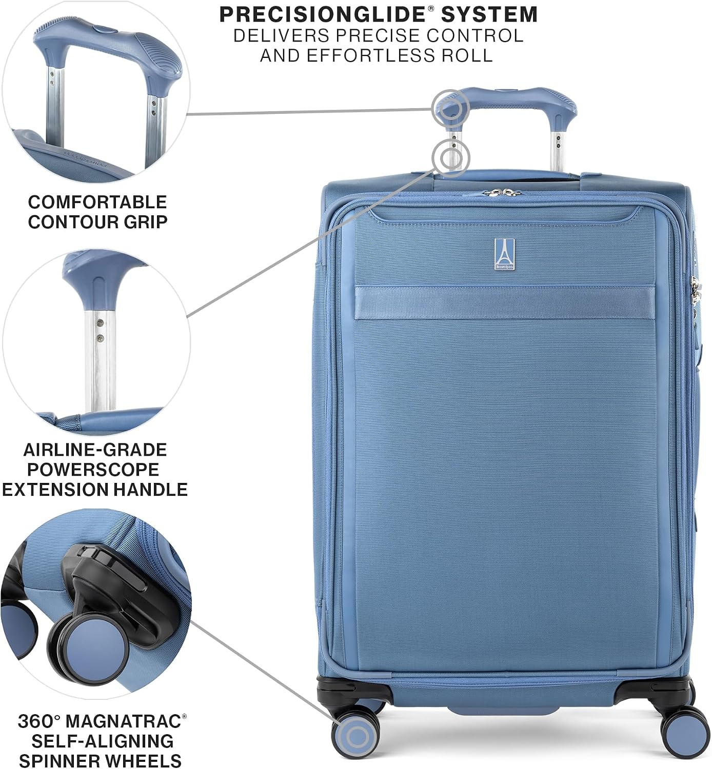 image:imageTravelpro VersaPack Softside Checked Luggage Suitcase Black 25Inch Lightweight amp Expandable With 8 Spinner Wheels amp BuiltIn TSA Lock for Men amp Women TravelersElemental Blue