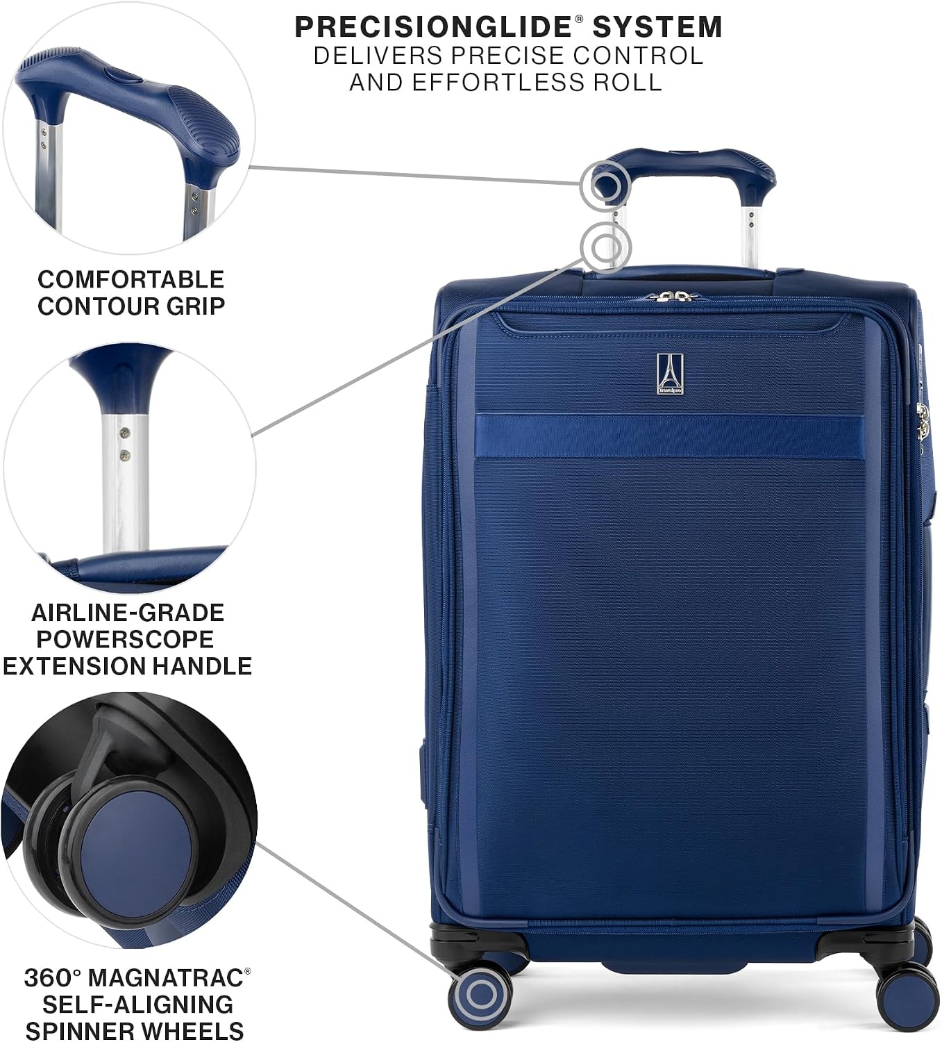 image:imageTravelpro VersaPack Softside Checked Luggage Suitcase Black 25Inch Lightweight amp Expandable With 8 Spinner Wheels amp BuiltIn TSA Lock for Men amp Women TravelersEstate Blue