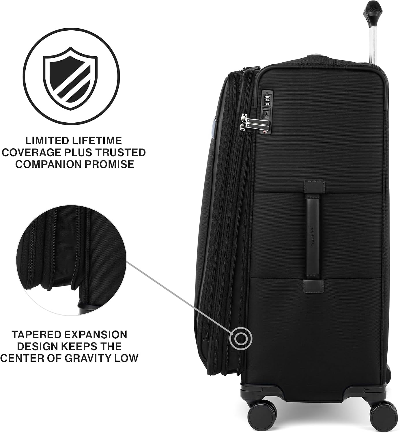 image:imageTravelpro VersaPack Softside Checked Luggage Suitcase Black 25Inch Lightweight amp Expandable With 8 Spinner Wheels amp BuiltIn TSA Lock for Men amp Women TravelersBlack
