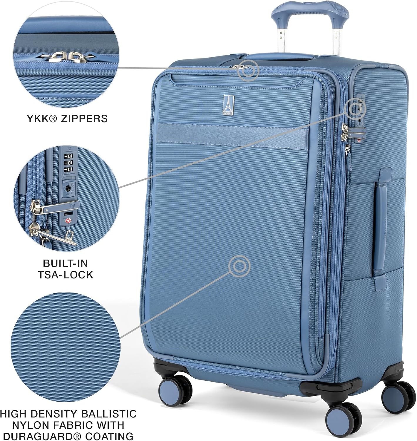 image:imageTravelpro VersaPack Softside Checked Luggage Suitcase Black 25Inch Lightweight amp Expandable With 8 Spinner Wheels amp BuiltIn TSA Lock for Men amp Women TravelersElemental Blue