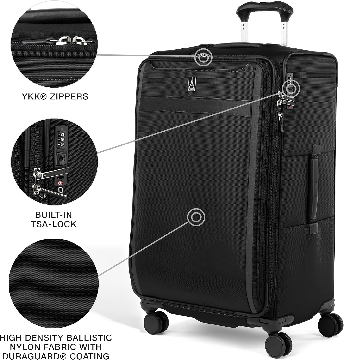 image:imageTravelpro VersaPack Softside Checked Luggage Suitcase Black 25Inch Lightweight amp Expandable With 8 Spinner Wheels amp BuiltIn TSA Lock for Men amp Women TravelersBlack