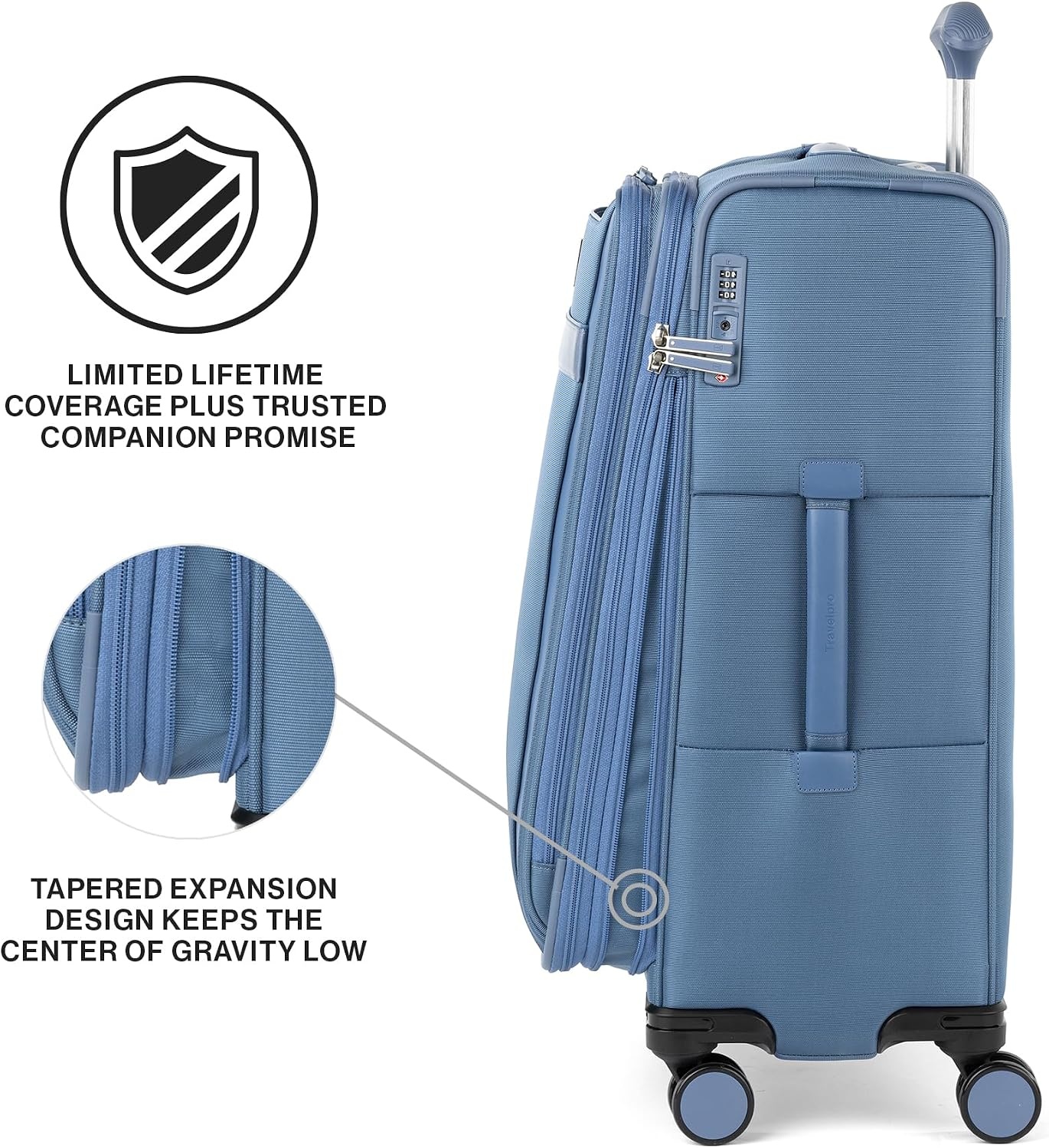 image:imageTravelpro VersaPack Softside Checked Luggage Suitcase Black 25Inch Lightweight amp Expandable With 8 Spinner Wheels amp BuiltIn TSA Lock for Men amp Women TravelersElemental Blue
