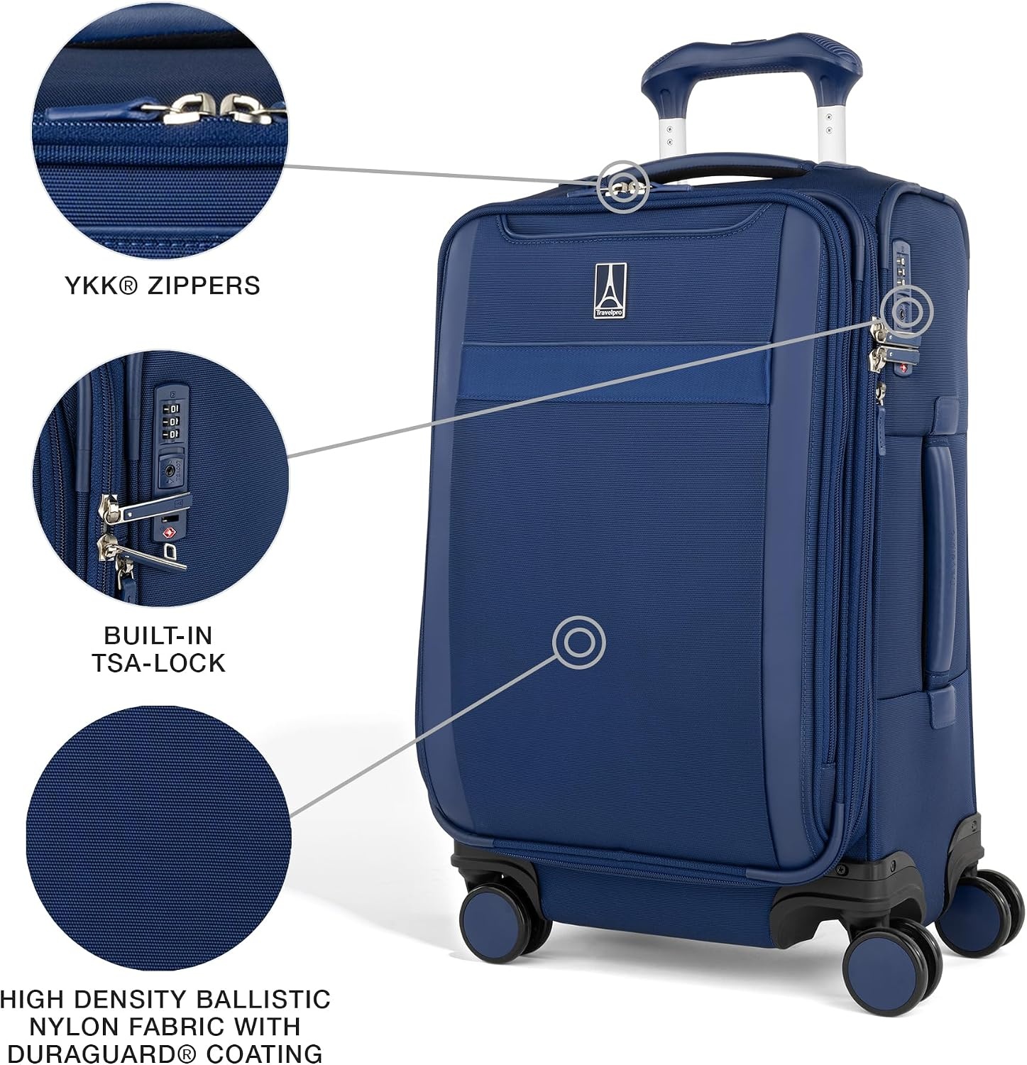 image:imageTravelpro VersaPack Softside Checked Luggage Suitcase Black 25Inch Lightweight amp Expandable With 8 Spinner Wheels amp BuiltIn TSA Lock for Men amp Women TravelersEstate Blue
