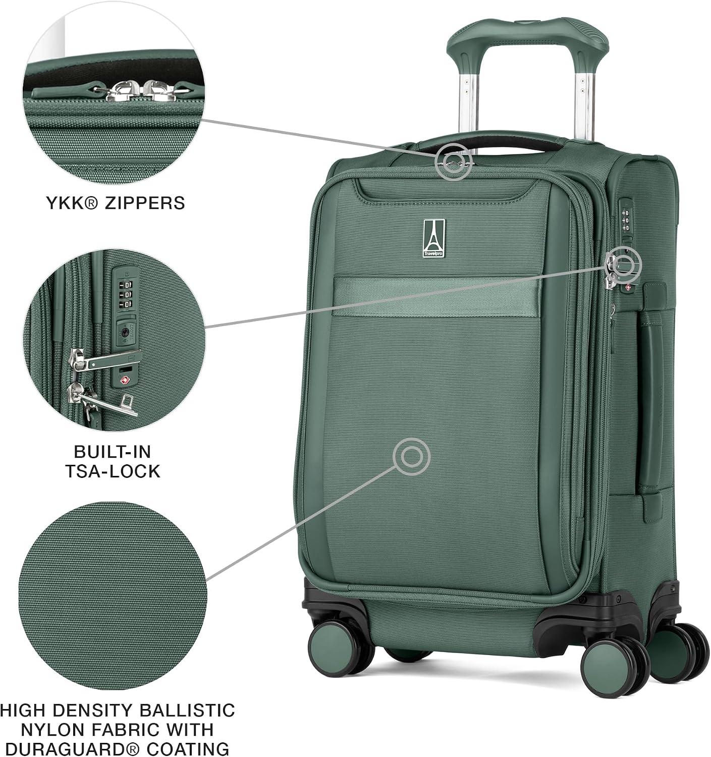image:imageTravelpro VersaPack Softside Checked Luggage Suitcase Black 25Inch Lightweight amp Expandable With 8 Spinner Wheels amp BuiltIn TSA Lock for Men amp Women TravelersDesert Sage Green